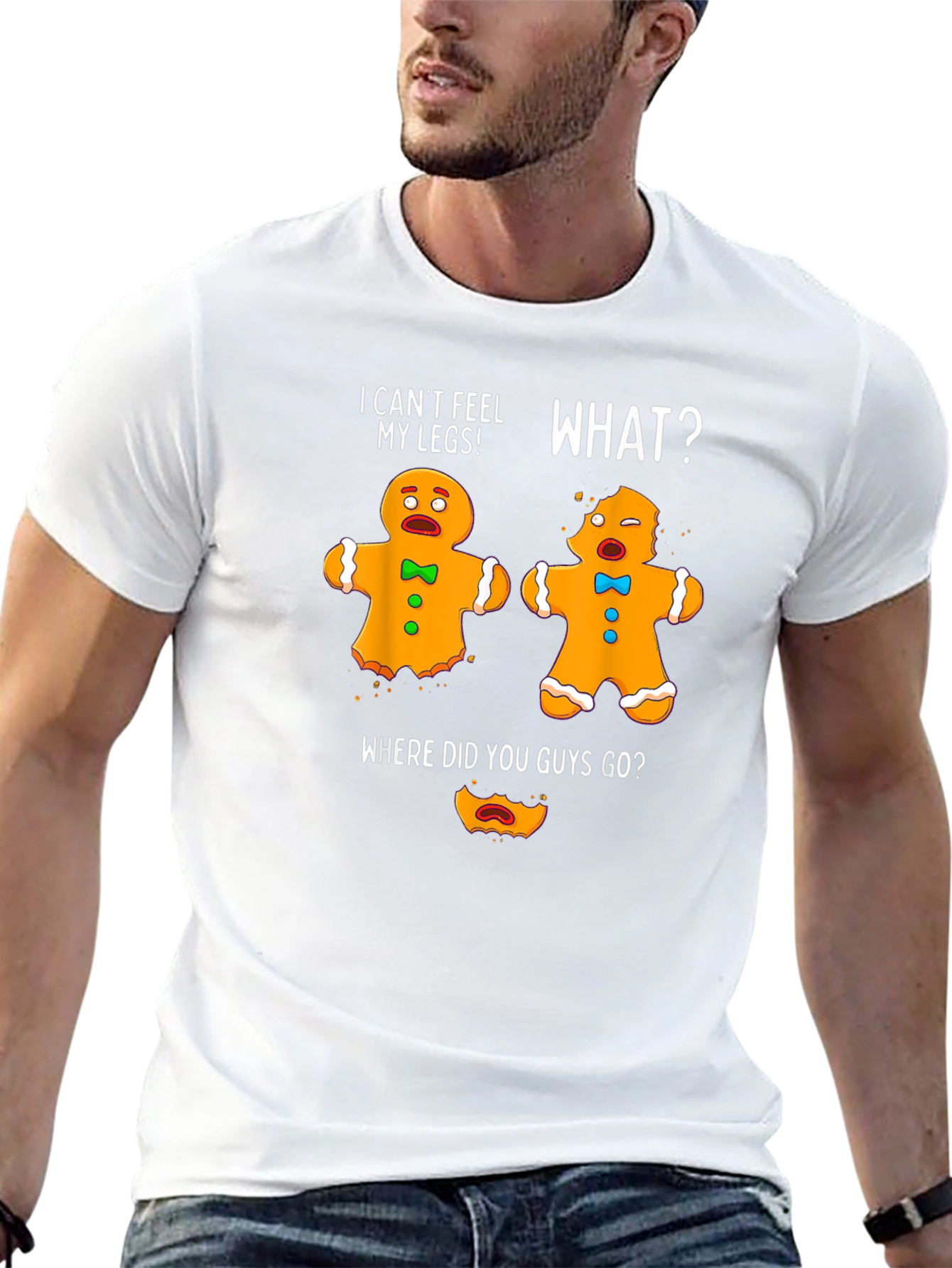 Black Funny Gingerbread Men T-Shirt - I Can't Feel My Legs! view 13