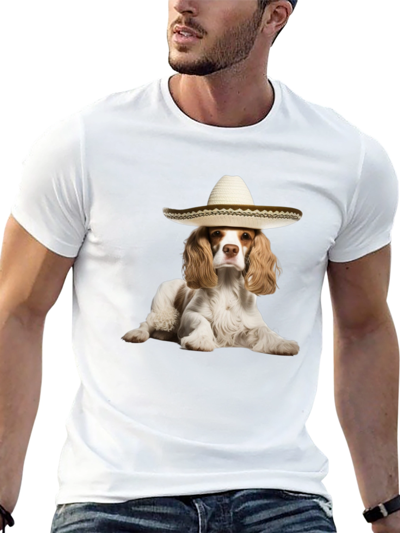 Black Dog Sombrero Graphic Tee - Funny Pet Lover T-Shirt view 13