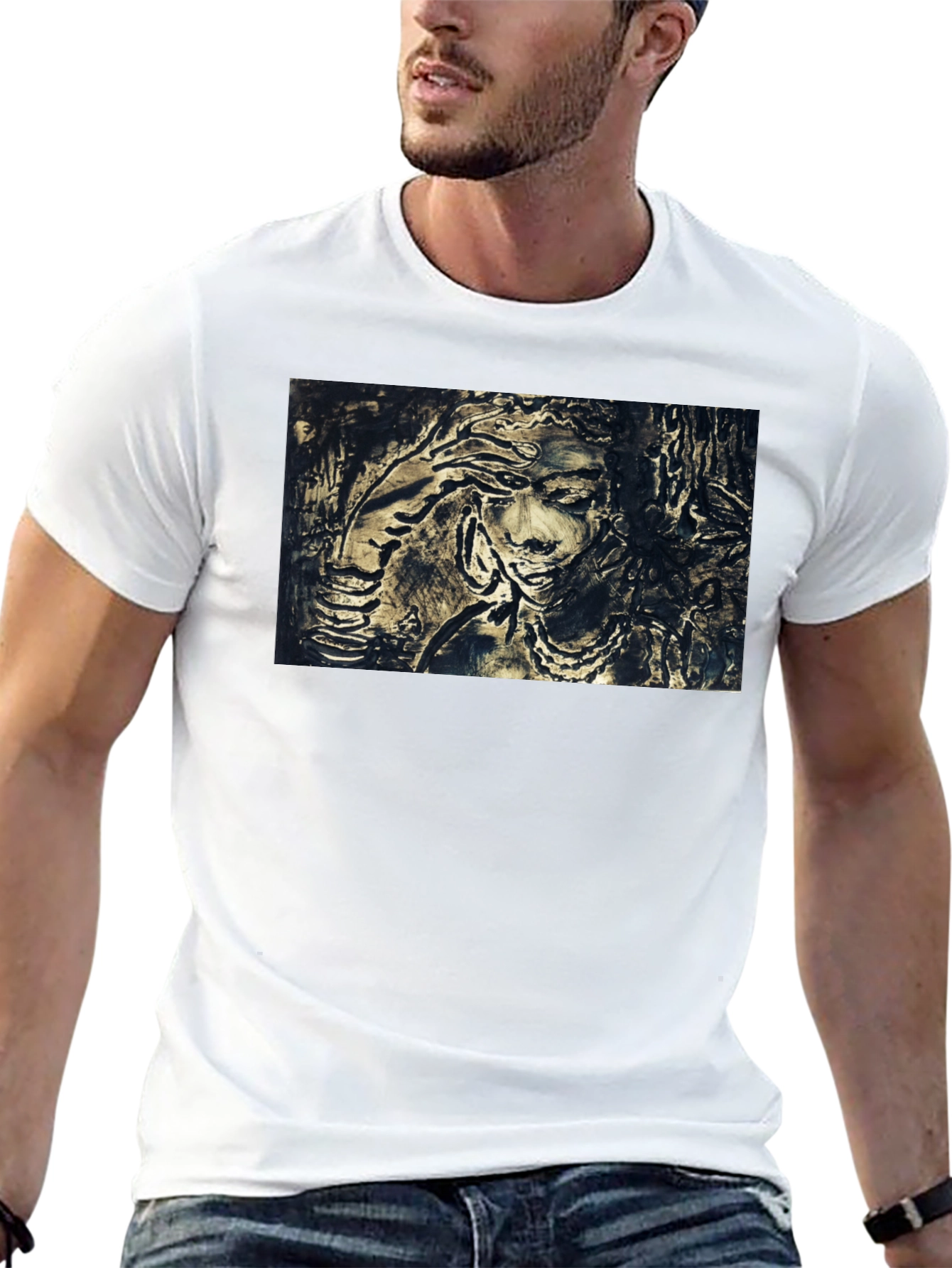 Black Artistic Woman Graphic Black T-Shirt view 13