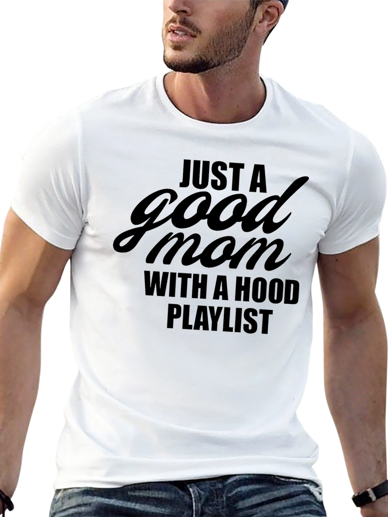 Just a Good Mom with a Hood Playlist T-Shirt - 13