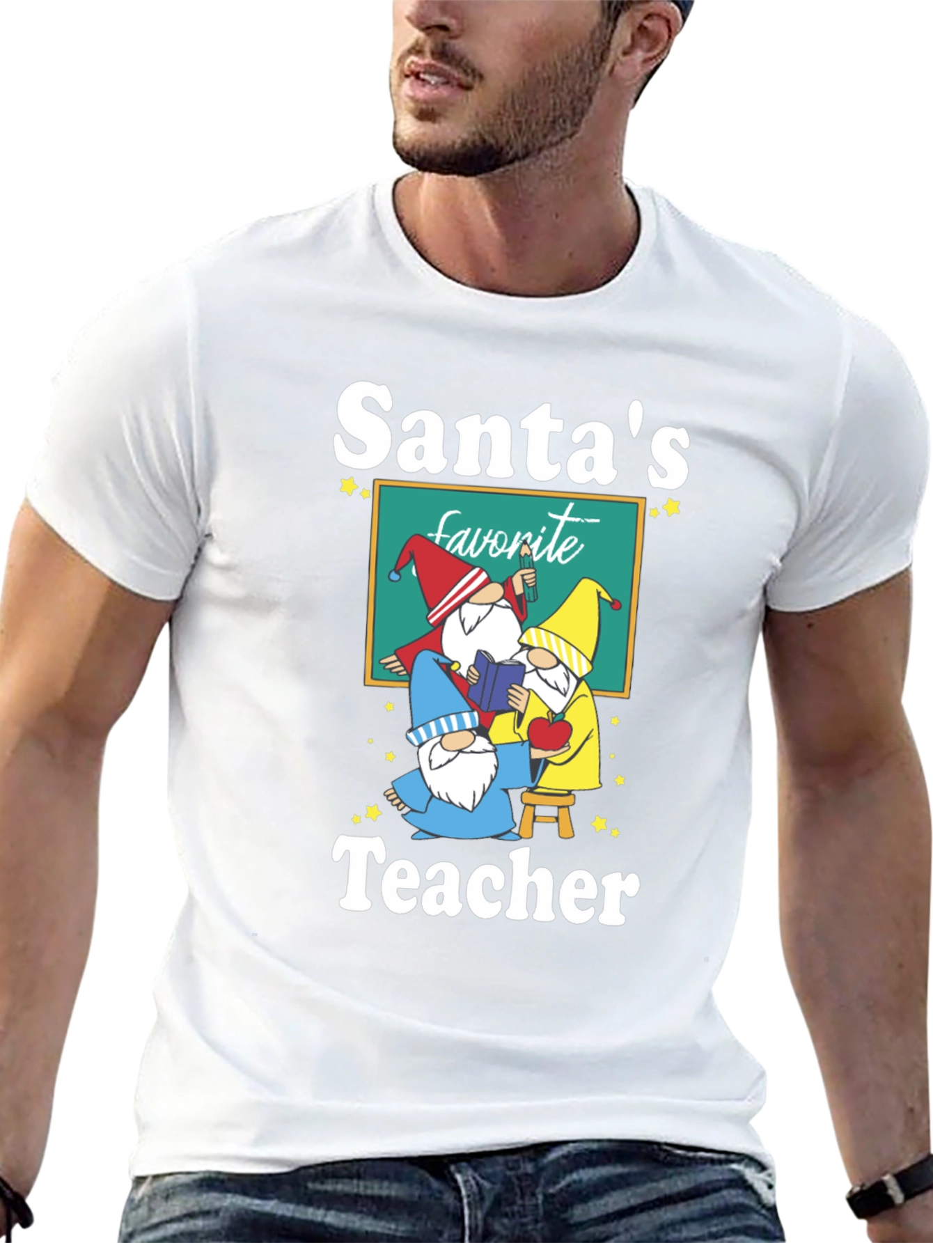 Black Santa's Favorite Teacher T-Shirt view 13
