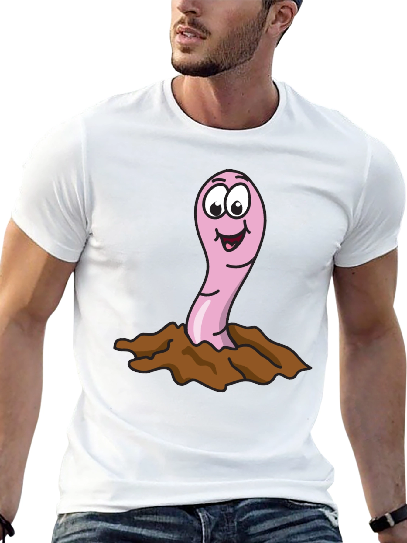 Black Funny Worm T-Shirt - Cartoon Earthworm Tee view 13