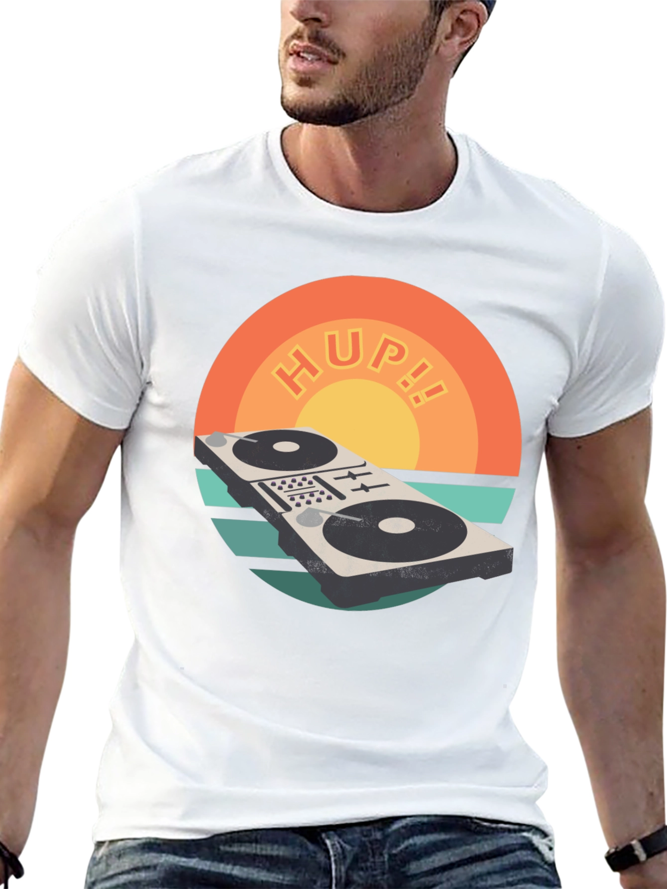 Black Retro DJ Mixer T-Shirt - HUP!! Graphic Tee view 13