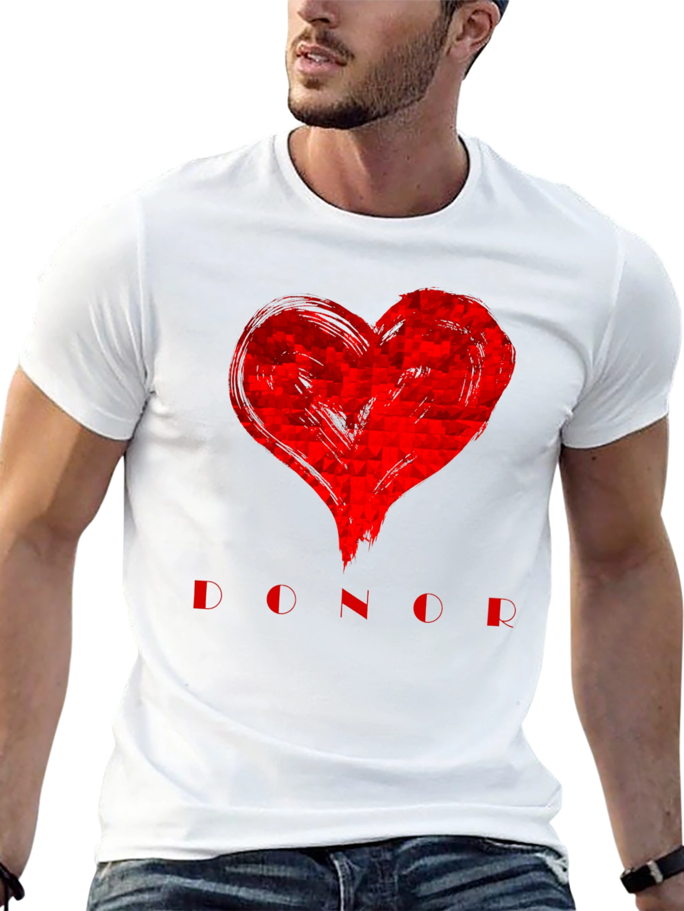 Black Red Heart Donor Graphic Tee - Unisex view 13