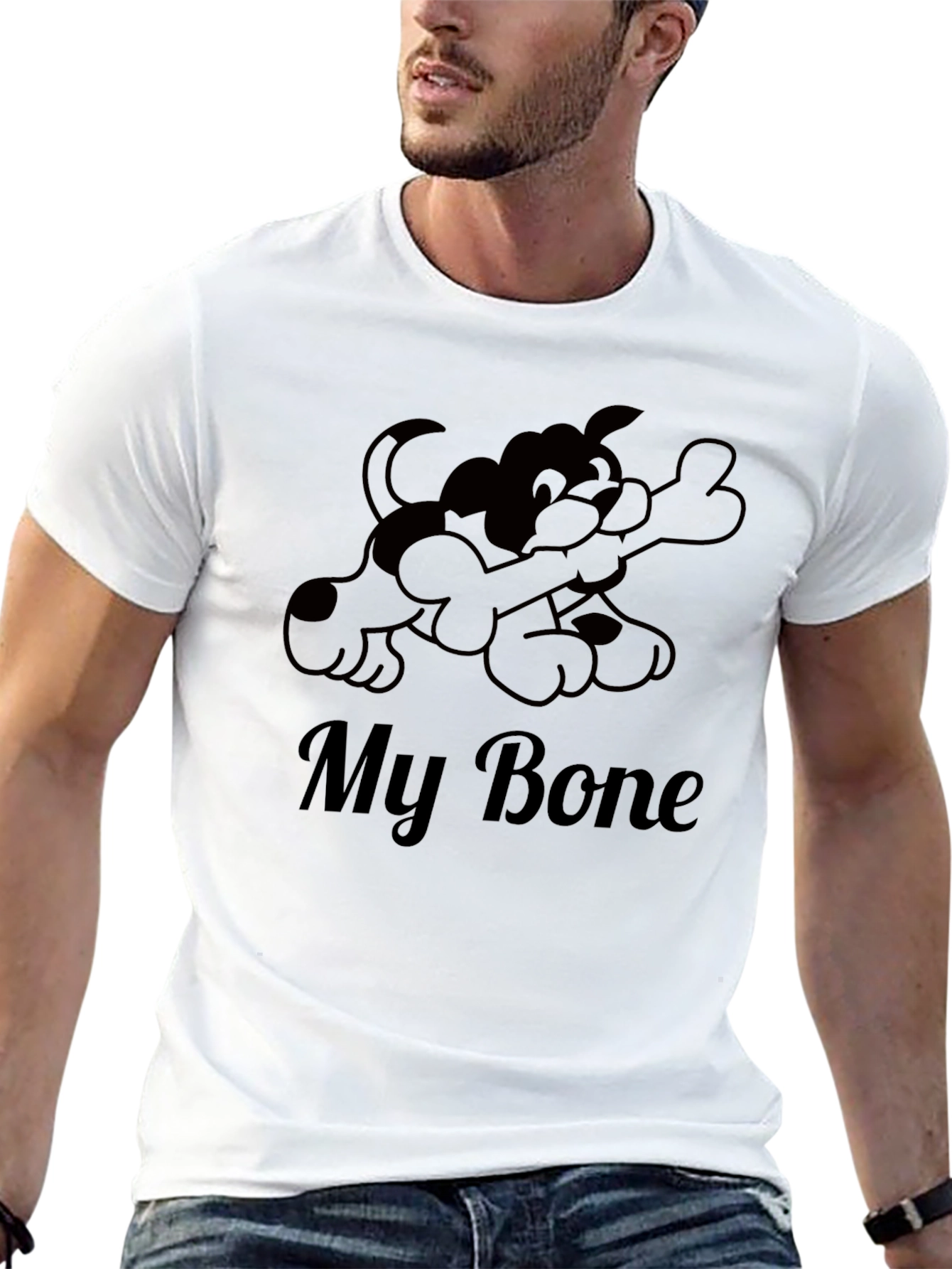 Black My Bone T-Shirt - Dog Cartoon Graphic Tee view 13