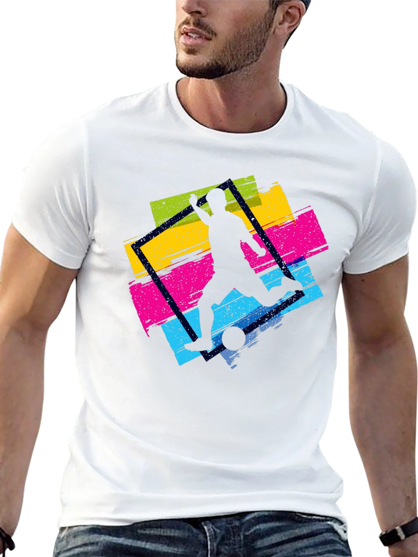 Black Vibrant Soccer Graphic Tee - Black Casual Shirt view 13