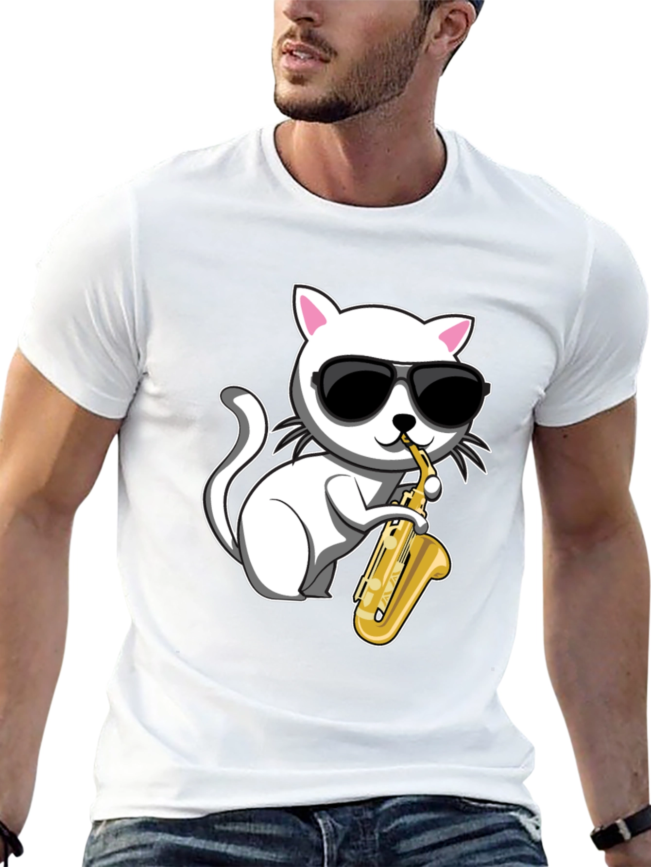 Cool Cat Saxophone T-Shirt - Black - 13
