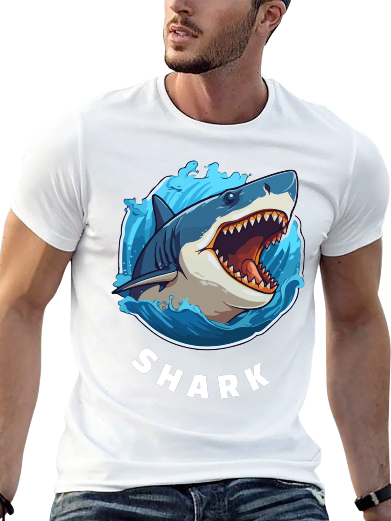 Black Shark Graphic Print Black T-Shirt view 13