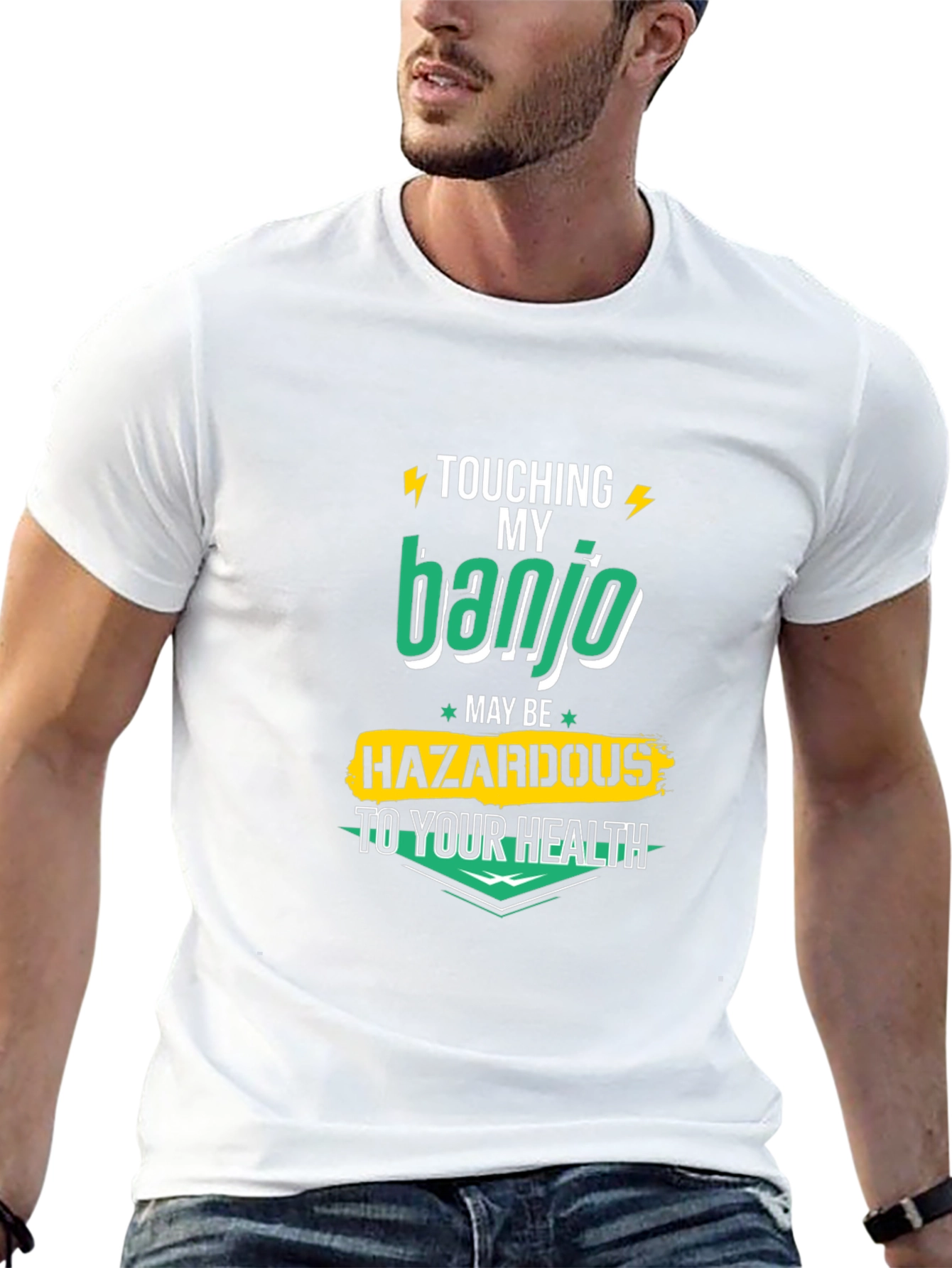 Black Banjo Hazardous T-Shirt - Funny Graphic Tee view 13