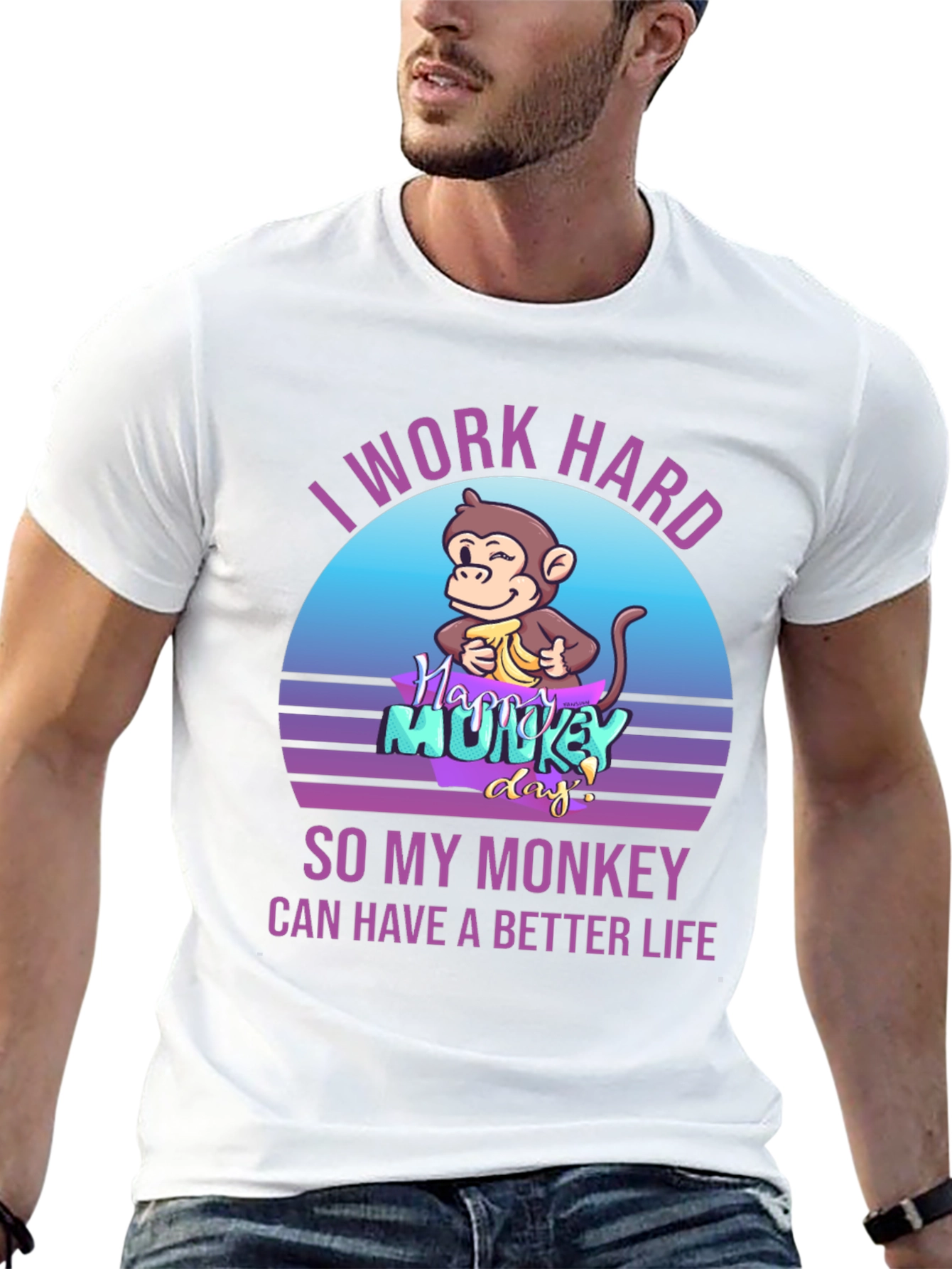 Black I Work Hard So My Monkey Can Have A Better Life Graphic Tee view 13