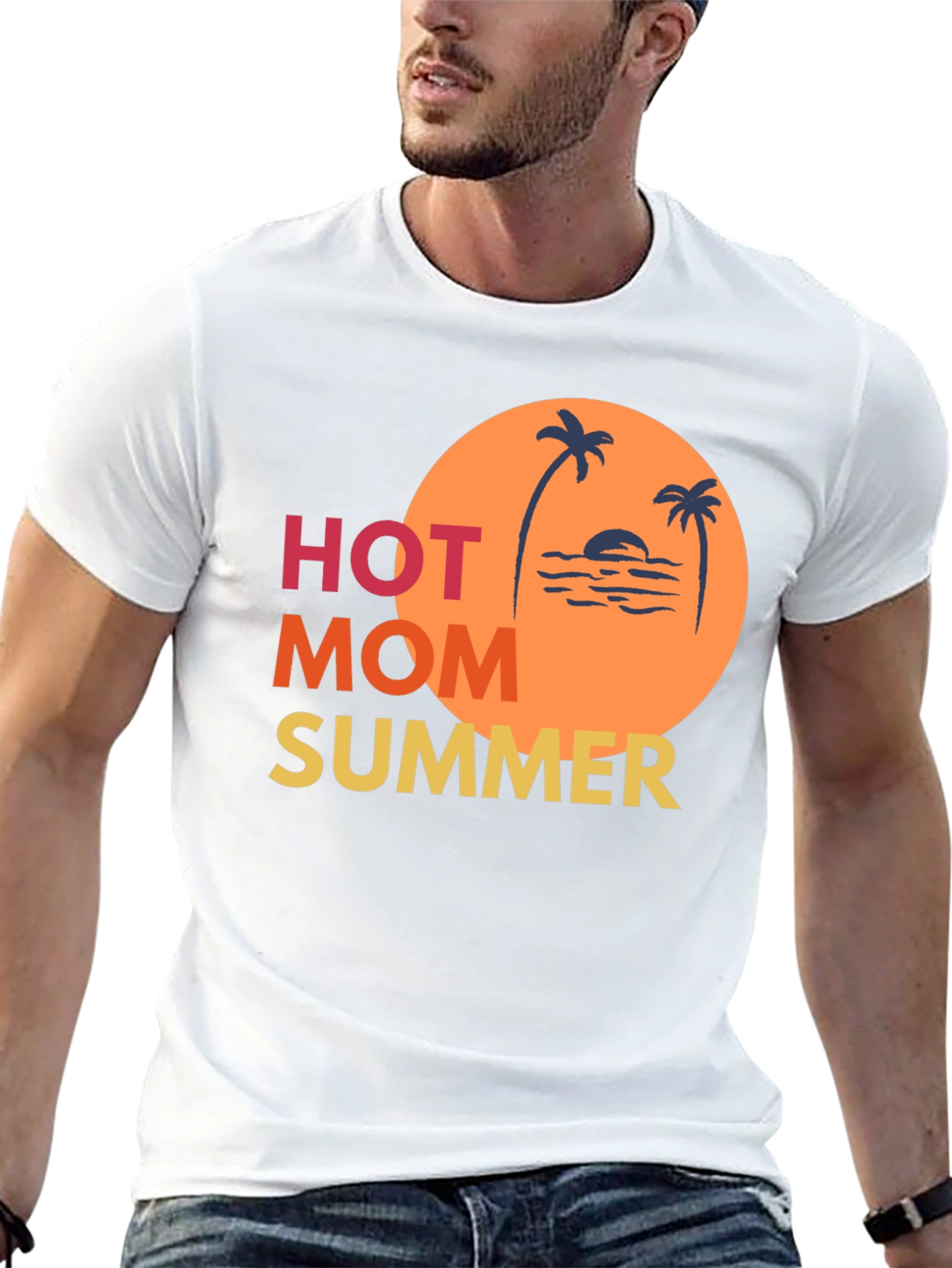 Black Hot Mom Summer Graphic Tee - Black Cotton T-Shirt view 13