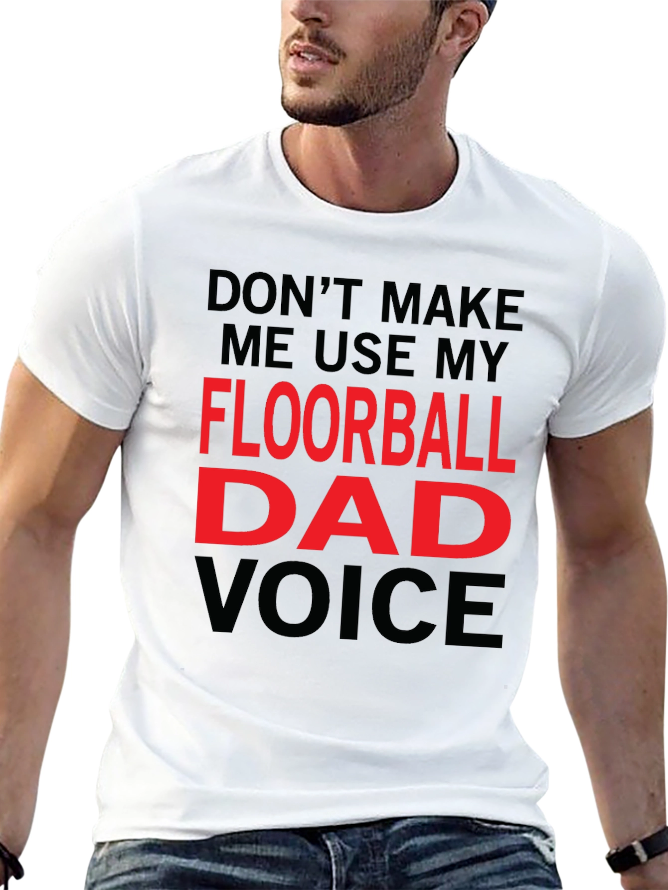 Black Floorball Dad Voice T-Shirt - Funny Gift view 13