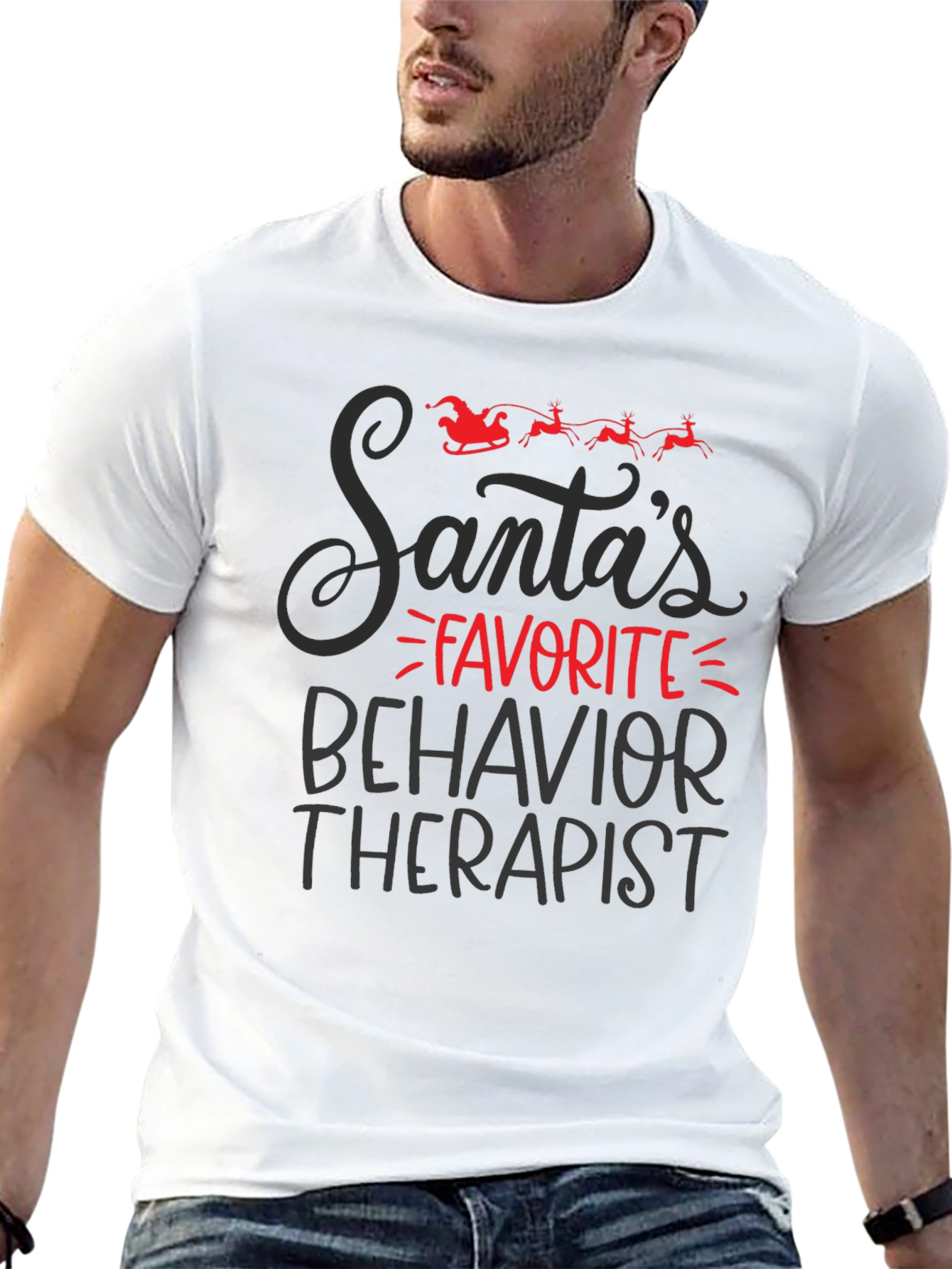 Black Santa's Favorite Behavior Therapist Graphic Tee view 13