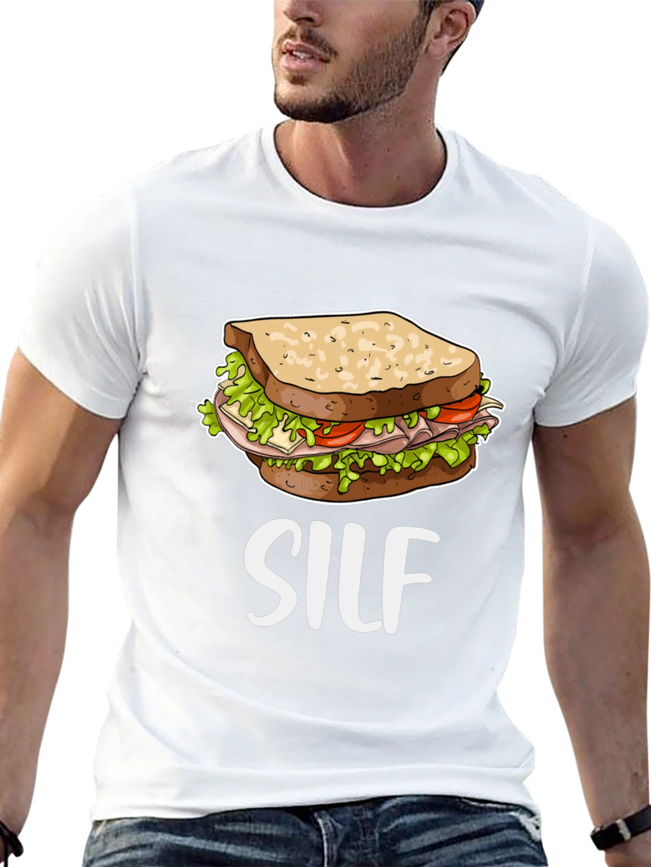 Black SILF Sandwich Funny T-Shirt view 13