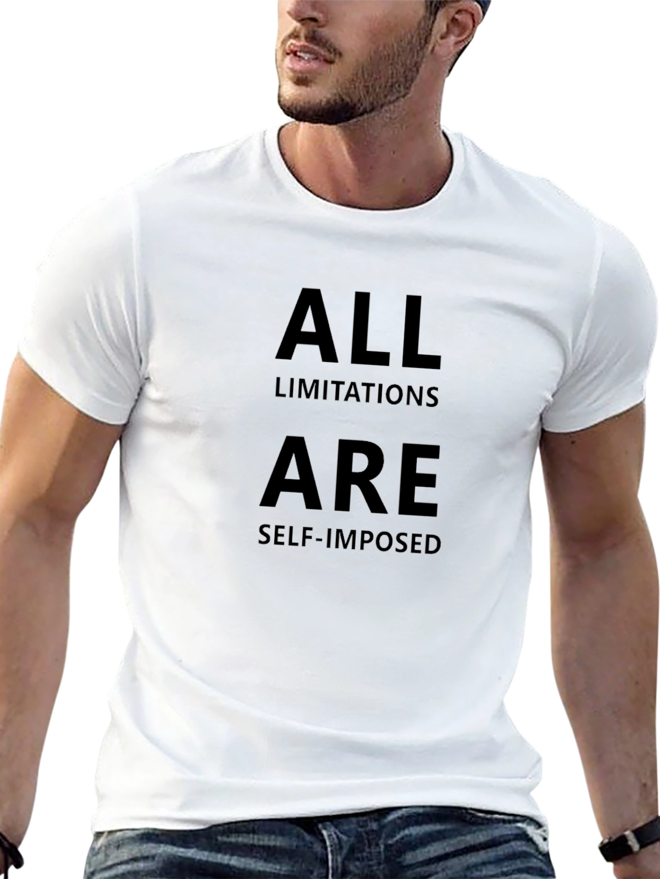 Black All Limitations Are Self-Imposed Graphic Tee view 13
