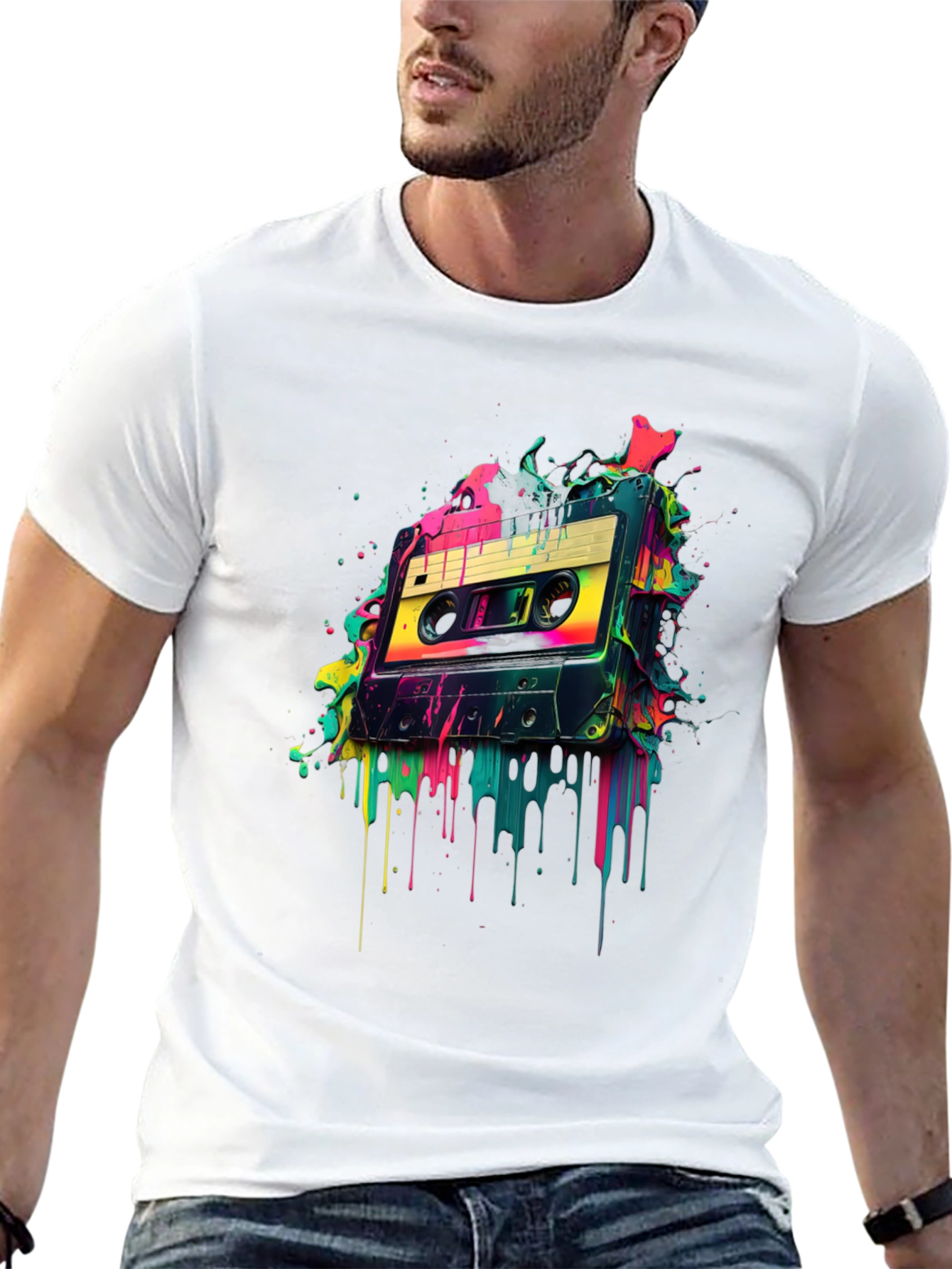 Black Retro Cassette Tape Graphic Tee - 80s Vibes view 13