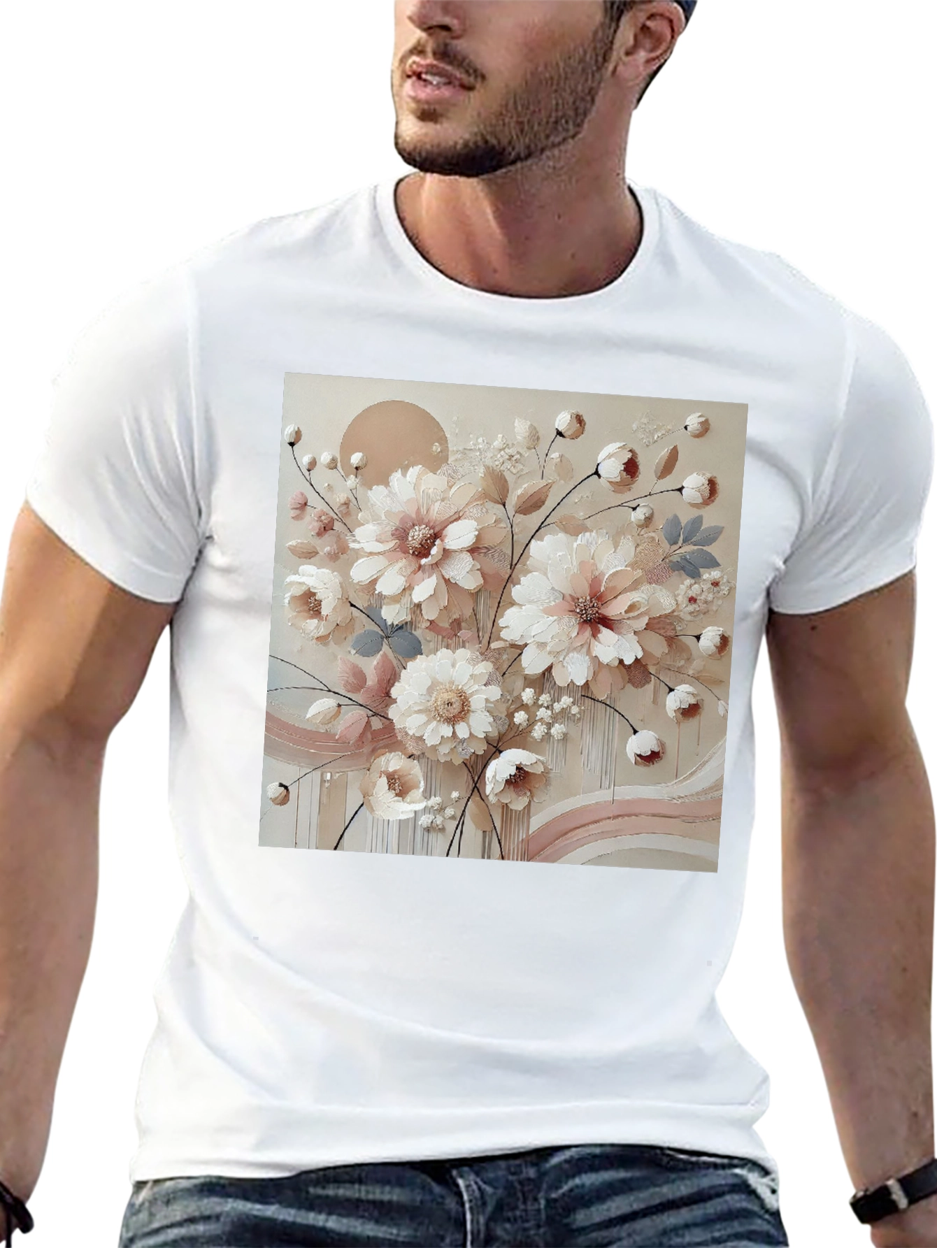 Black Floral Art Graphic Tee - Soft & Stylish view 13