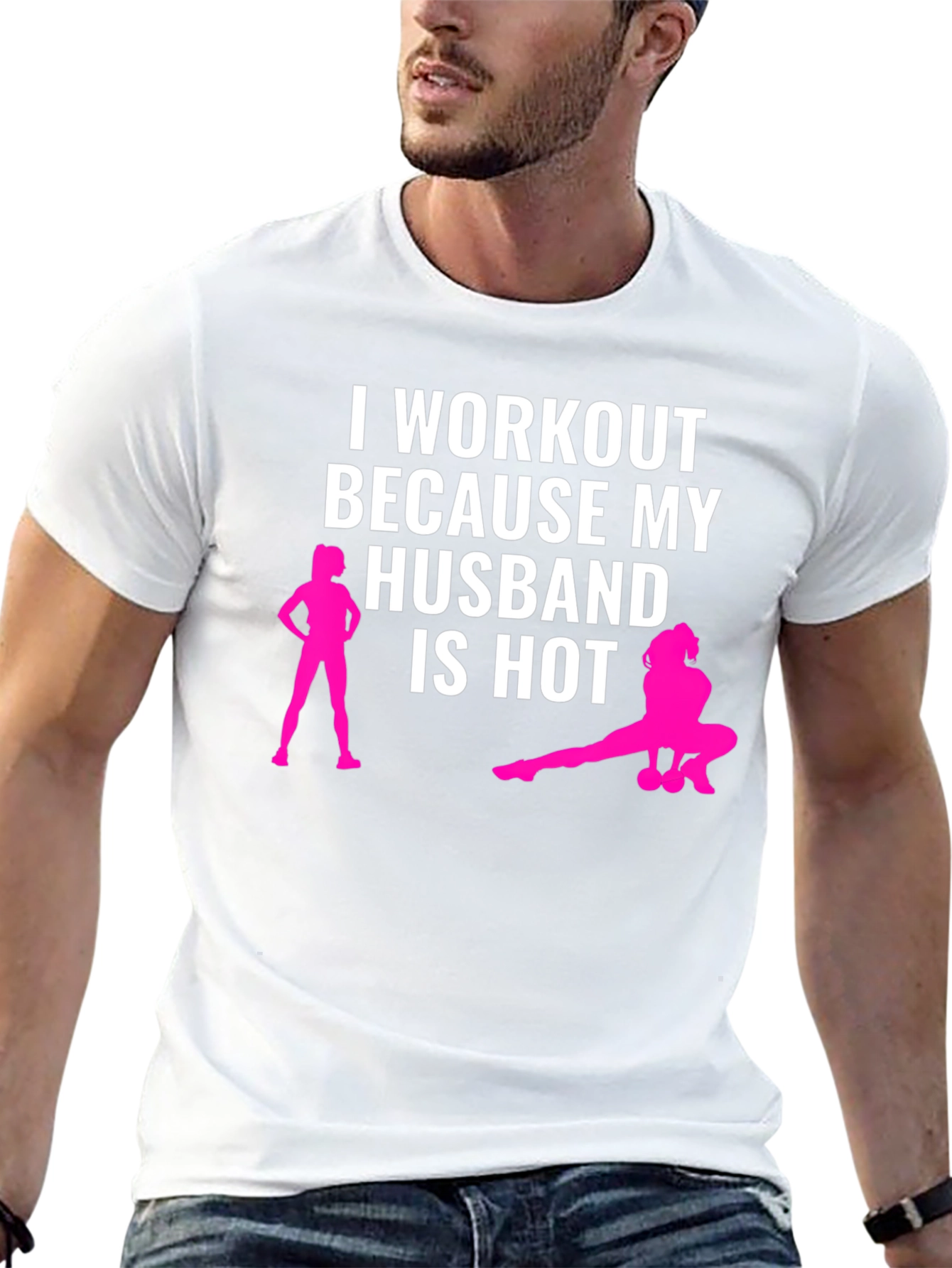Black Workout Because My Husband is Hot T-Shirt view 13