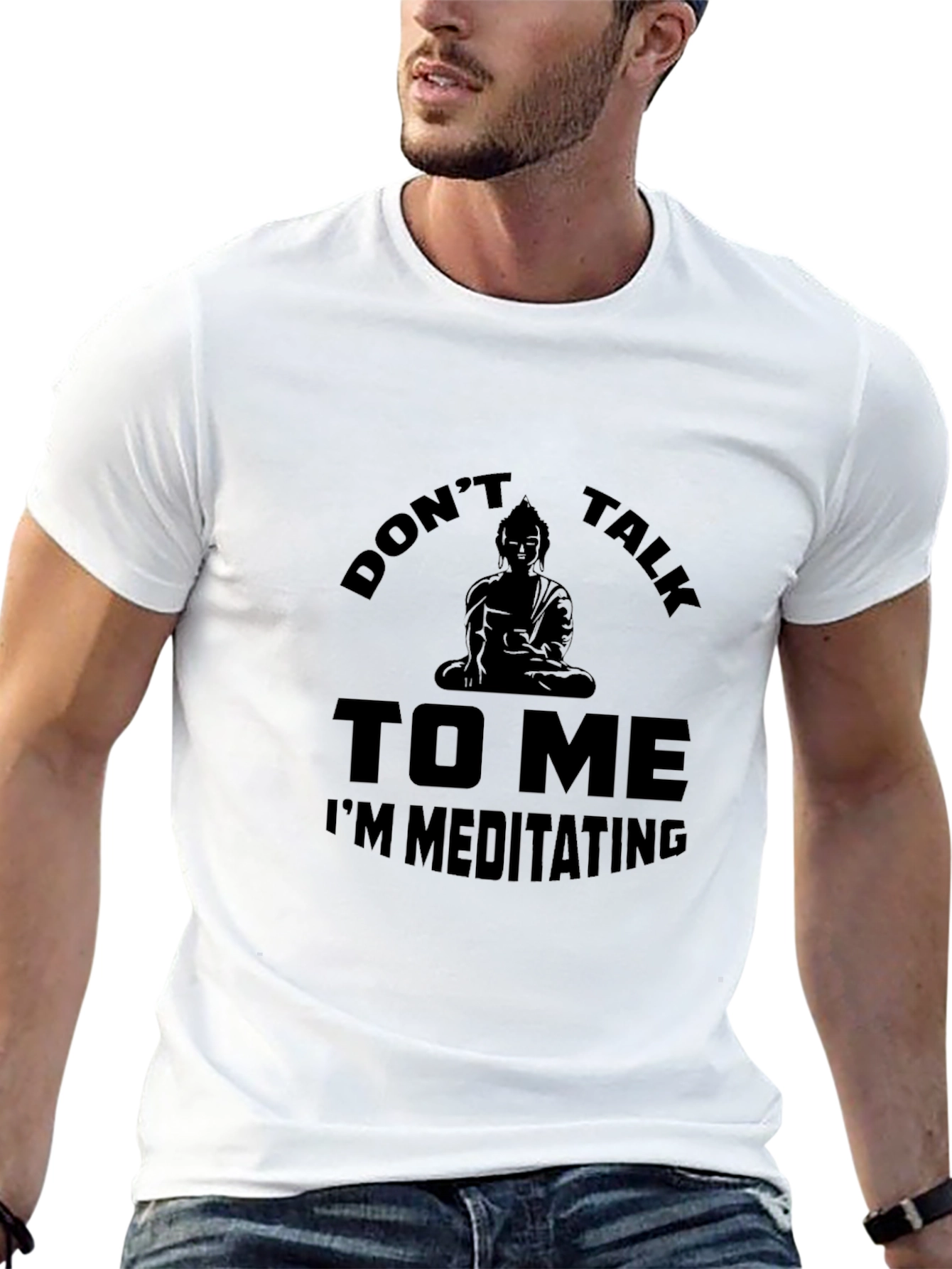 Black Don't Talk to Me Meditating T-Shirt view 13
