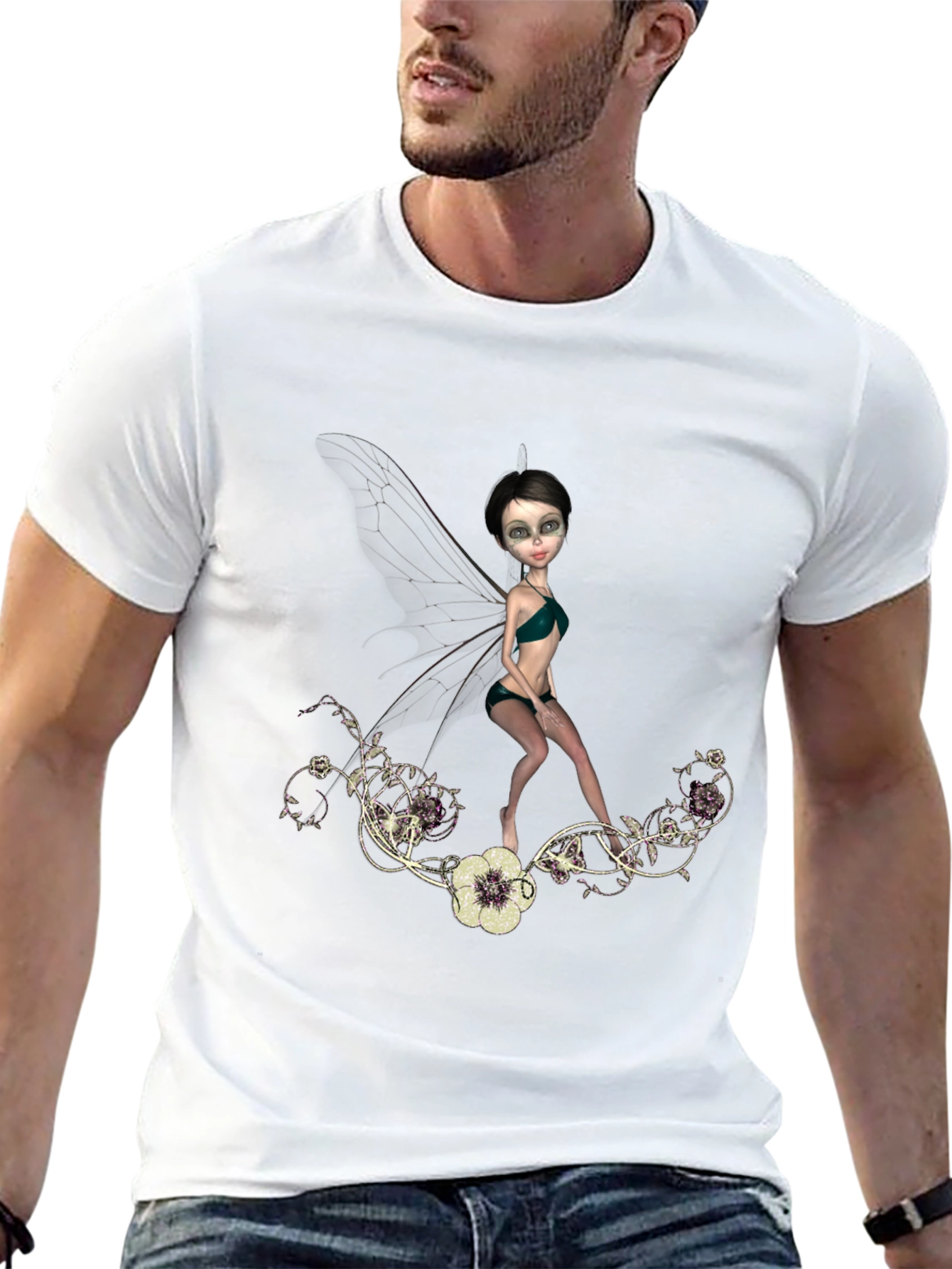 Black Fairy Graphic T-Shirt - Fantasy Art Tee view 13