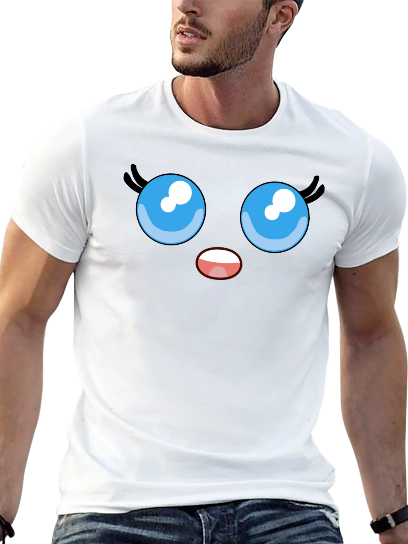 Black Cute Cartoon Face Graphic Tee view 13