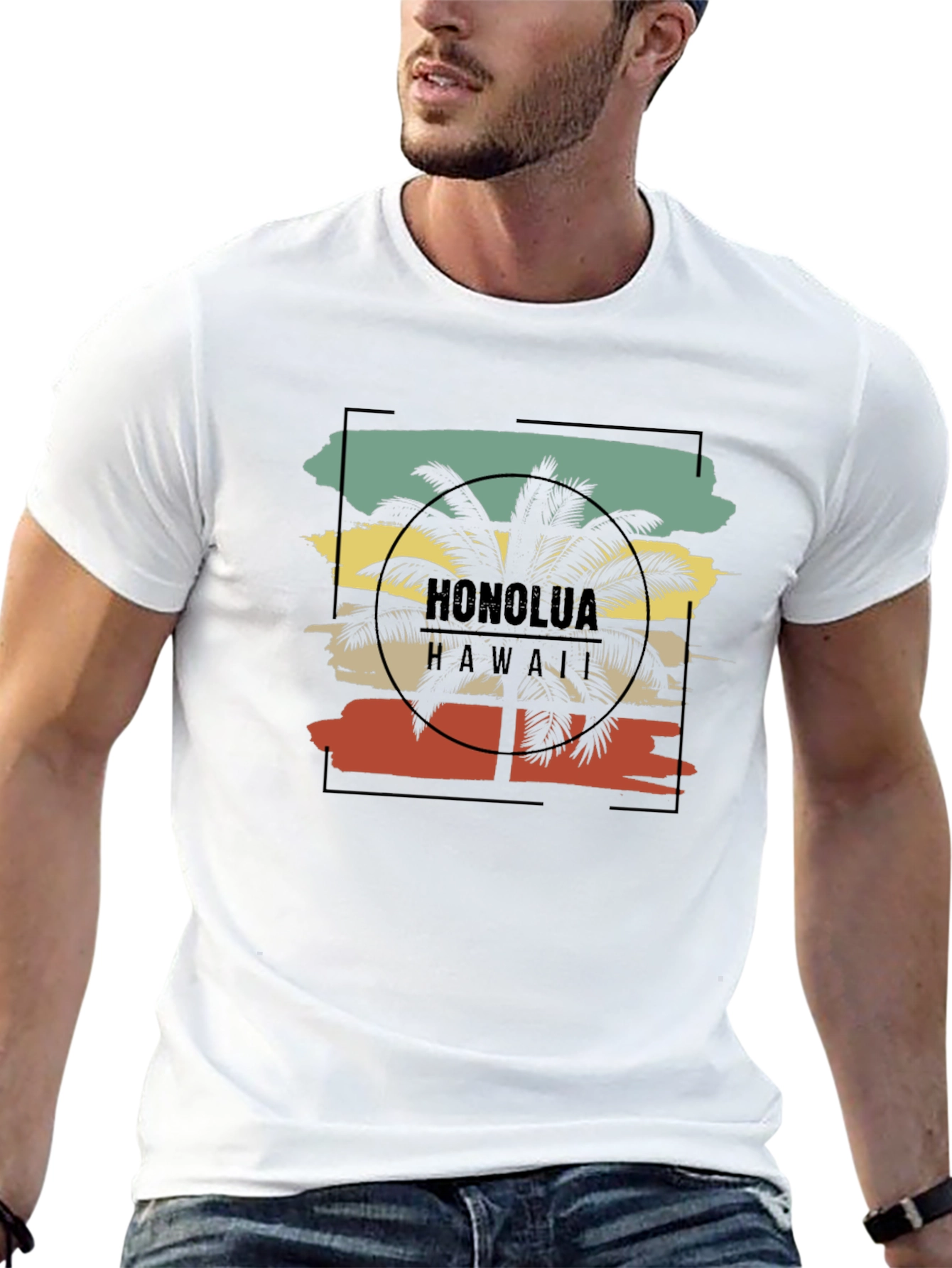 Black Honolulu Hawaii Palm Tree Graphic Tee view 13