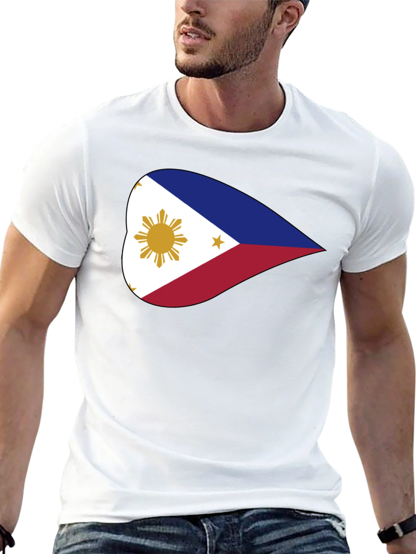 Black Philippine Flag Heart Graphic Black T-Shirt view 13