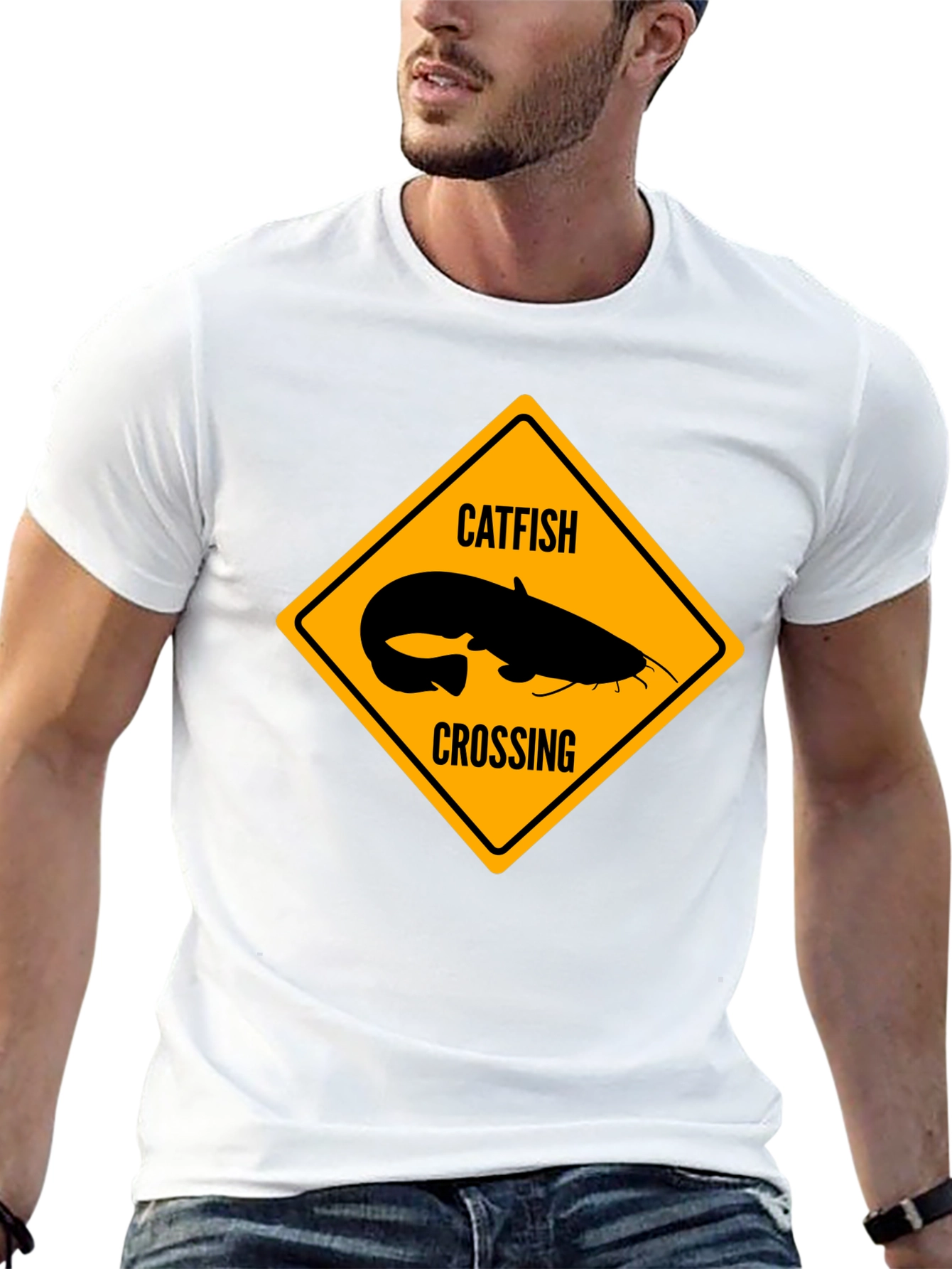 Black Catfish Crossing Graphic T-Shirt - Black view 13