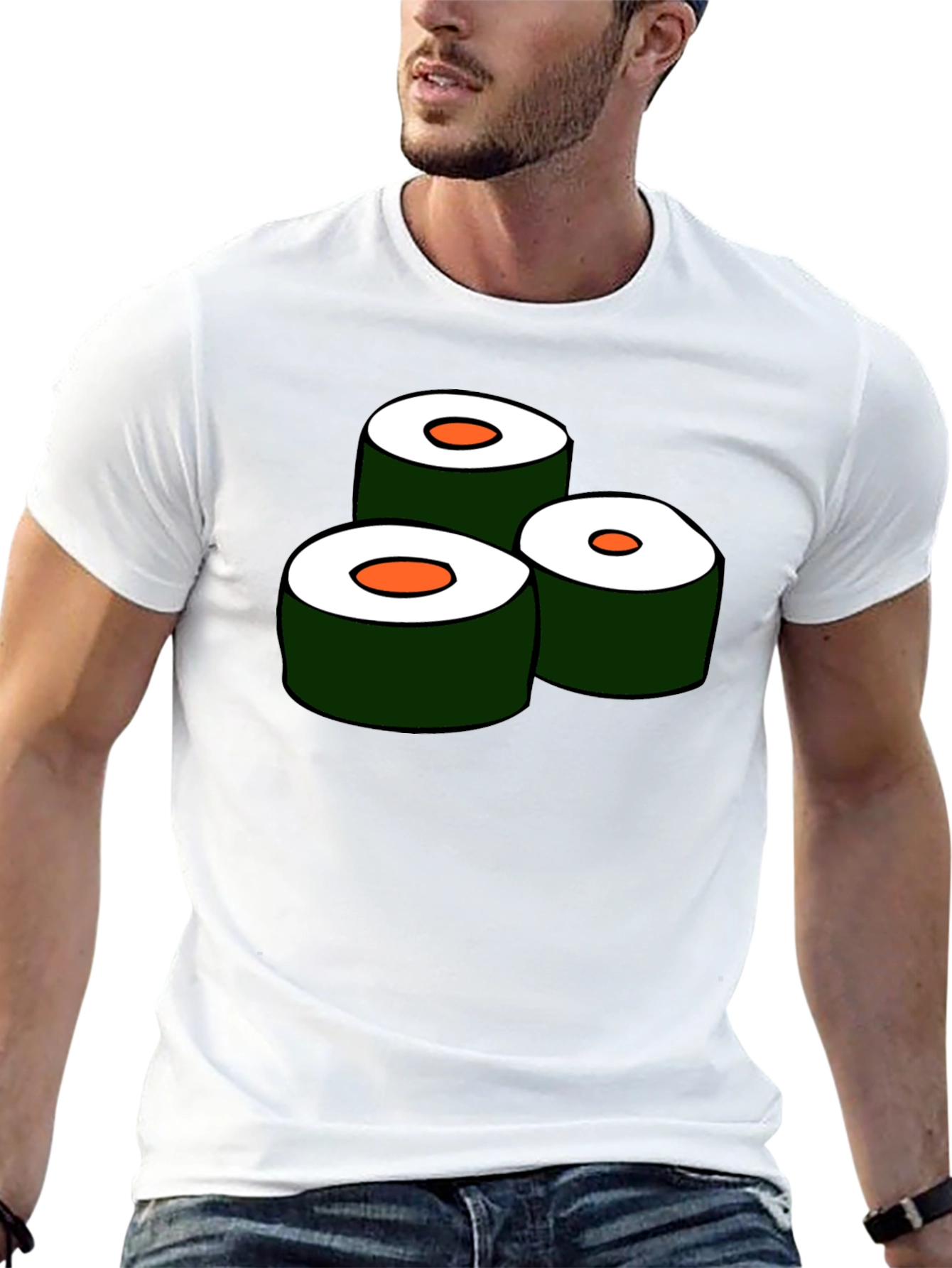 Black Sushi Roll Graphic Tee - Unique Foodie T-Shirt view 13