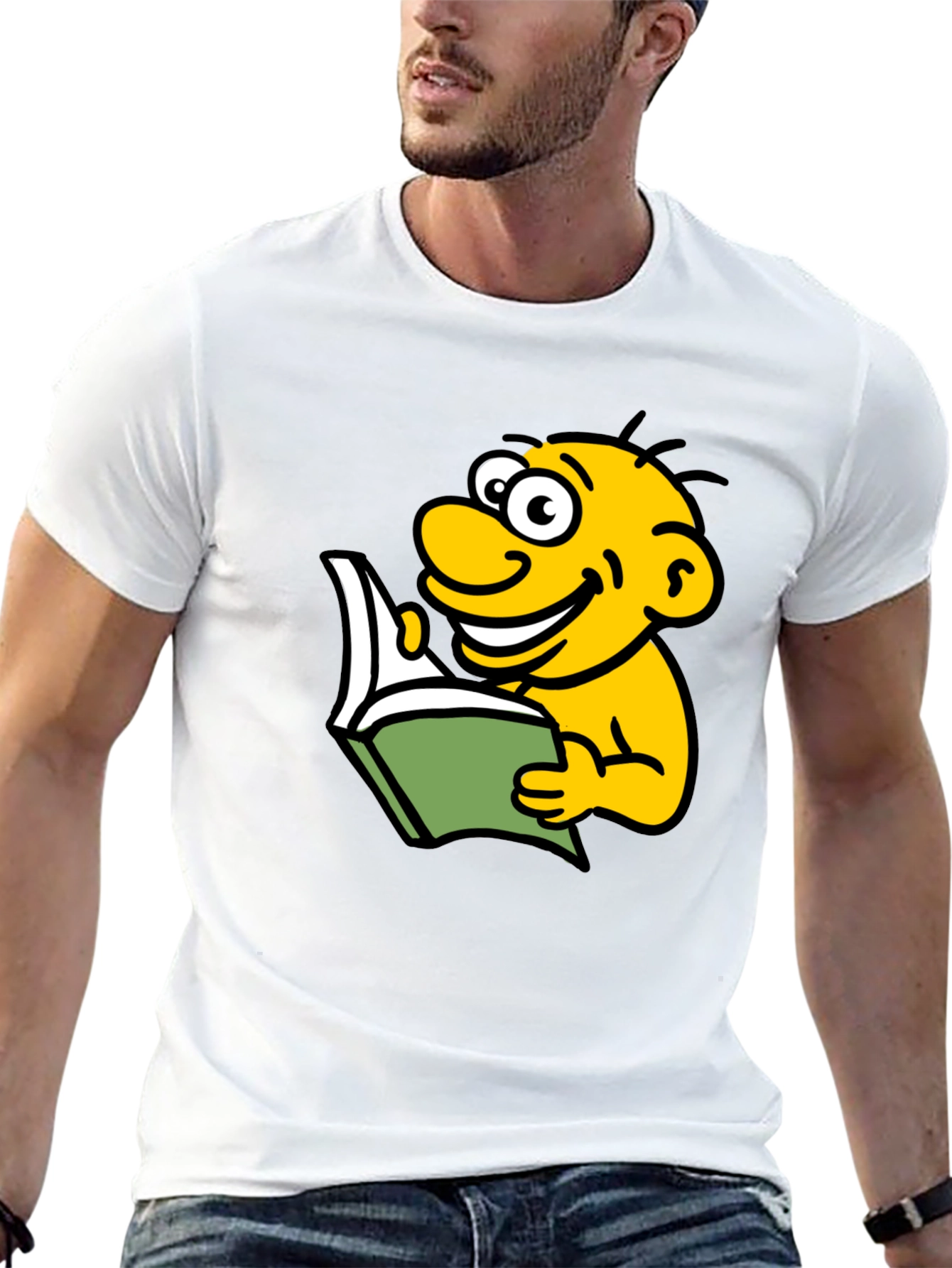 Black Cartoon Character Reading T-Shirt view 13