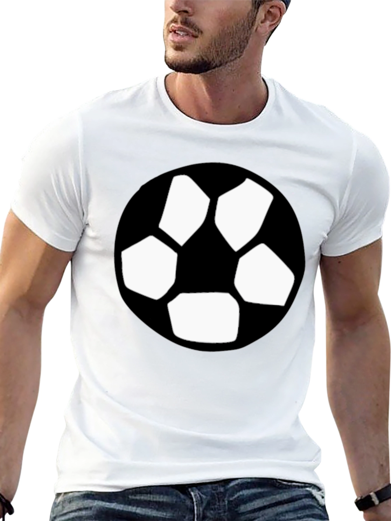 Black Black T-Shirt with Soccer Ball Graphic view 13