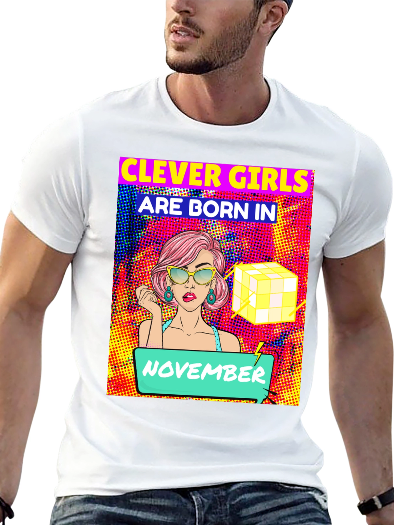 Black Clever Girls Born in November T-Shirt view 13