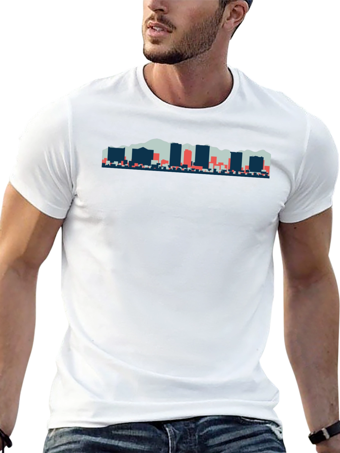 Black Abstract City Skyline T-Shirt view 13