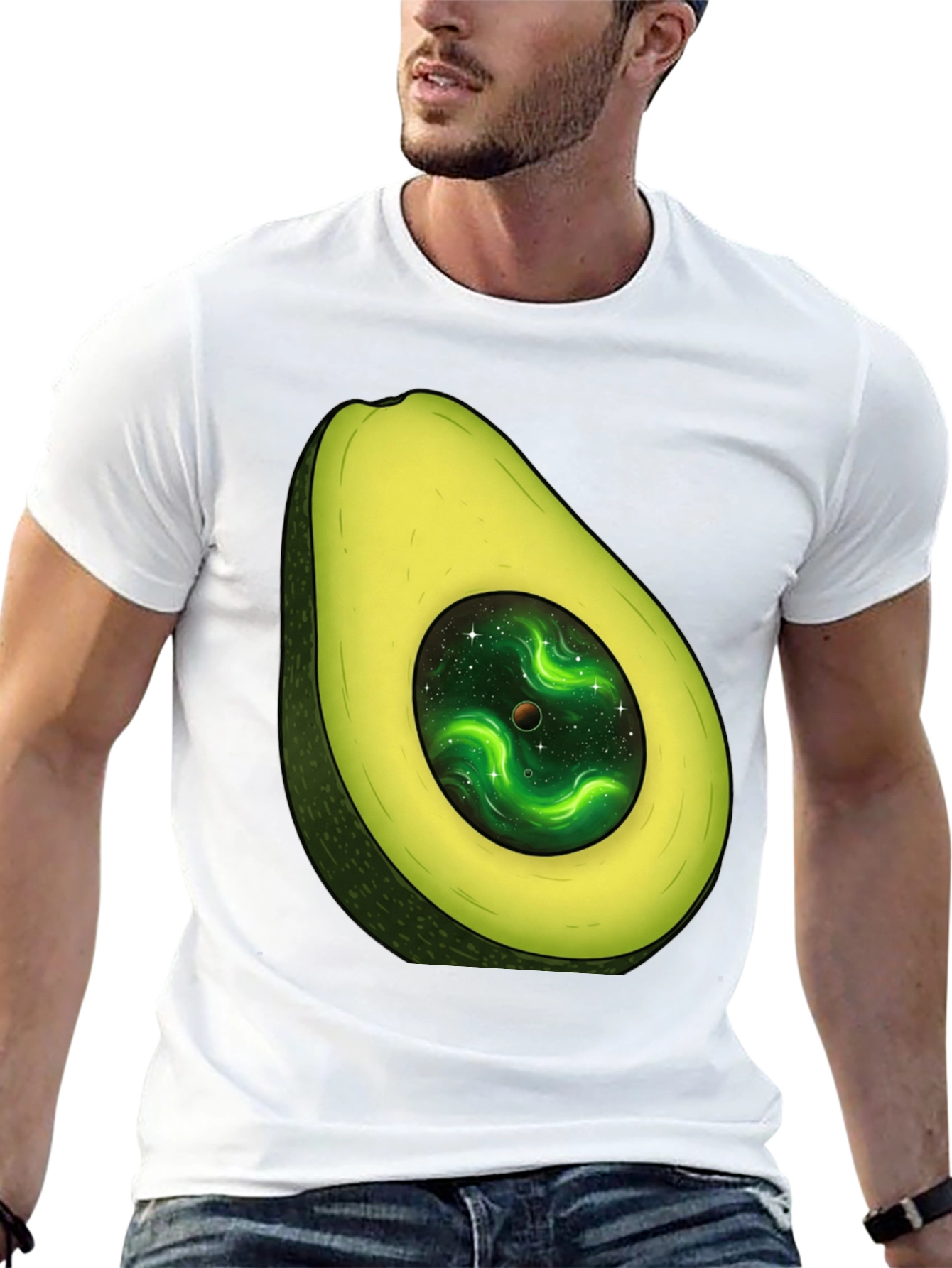 Black Avocado Galaxy T-Shirt - Stylish Unisex Graphic Tee view 13
