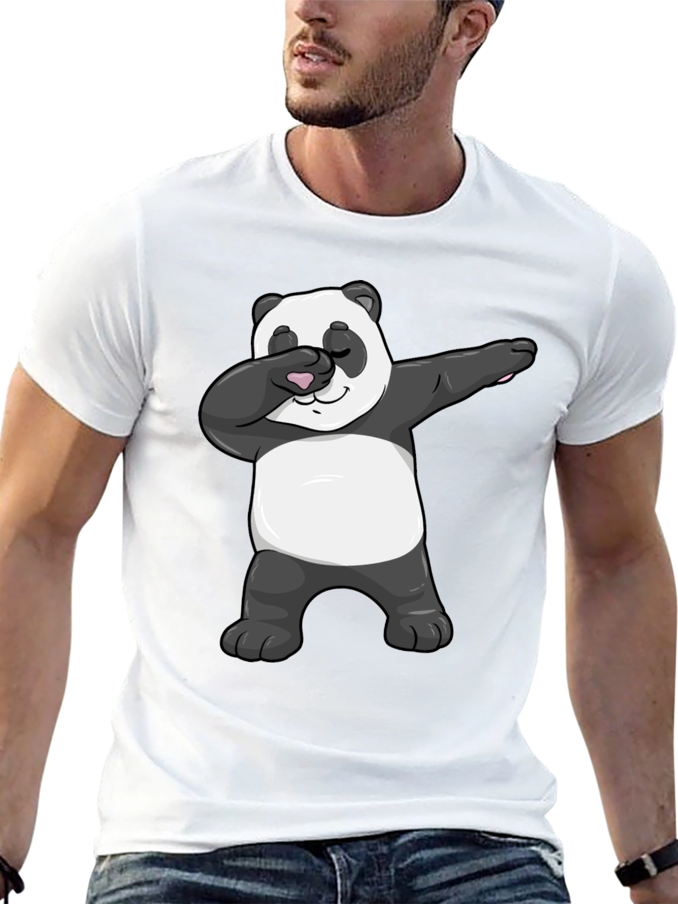 Black Dabbing Panda Graphic Tee - Men's Black T-Shirt view 13