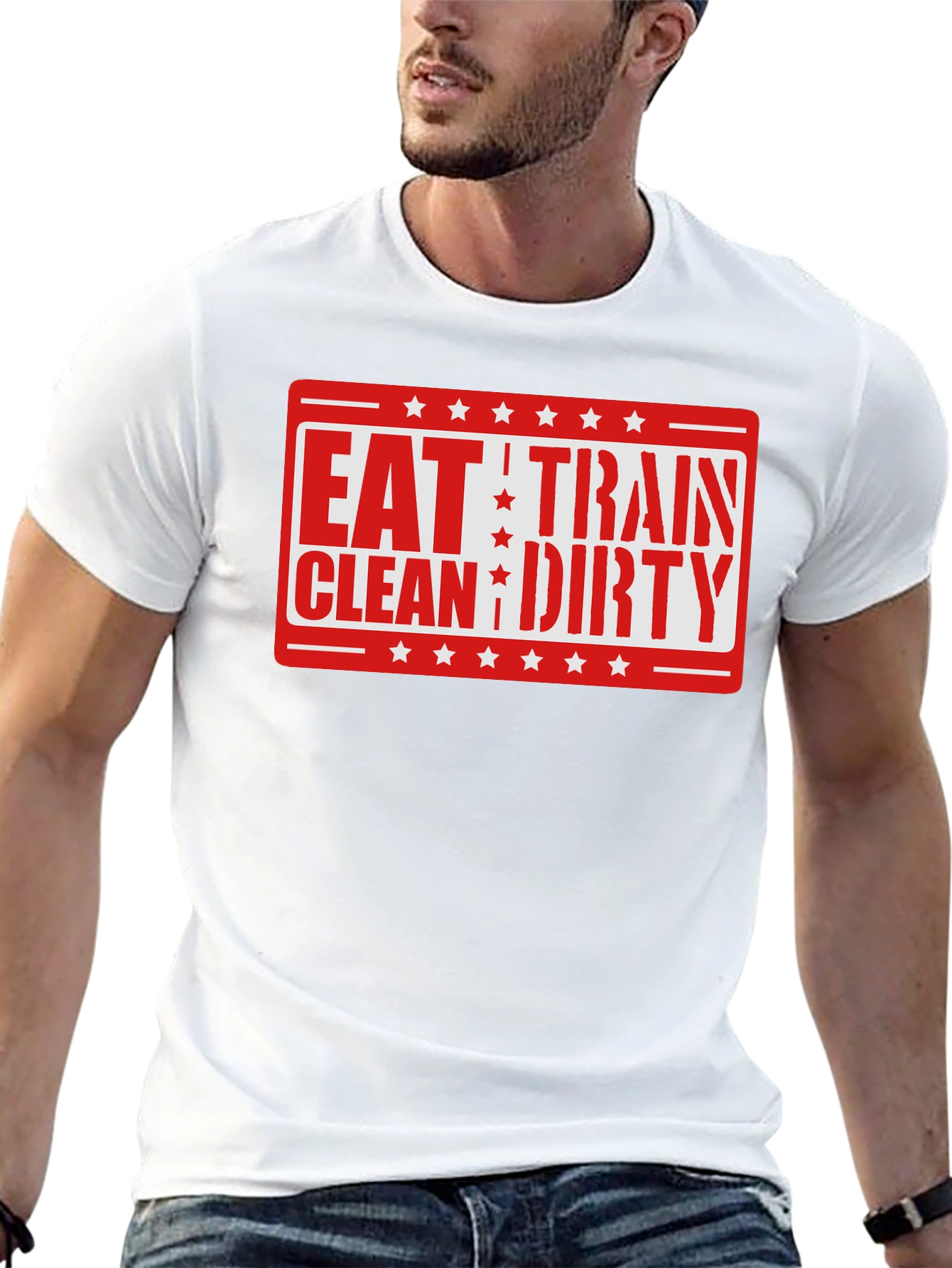 Black Eat Train Clean Dirty T-Shirt - Workout Fitness view 13
