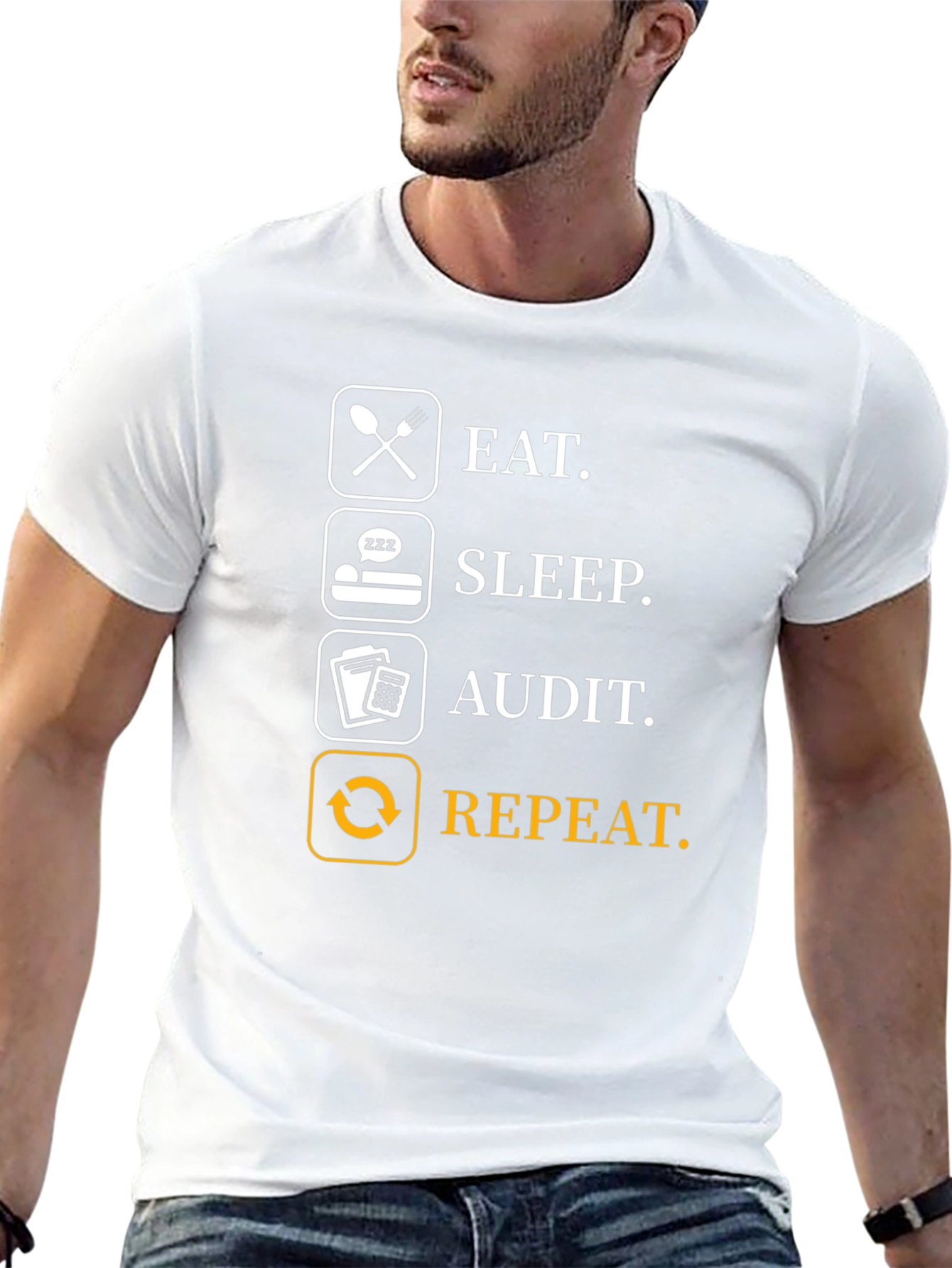 Black Eat Sleep Audit Repeat T-Shirt - Funny Accountant Gift view 13