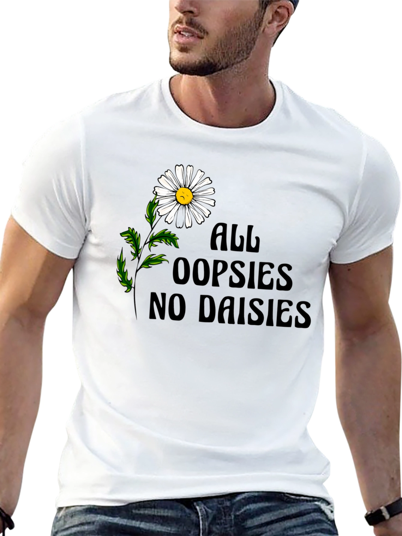 Black Oopsies No Daisies Graphic Tee - Unisex Black T-Shirt view 13