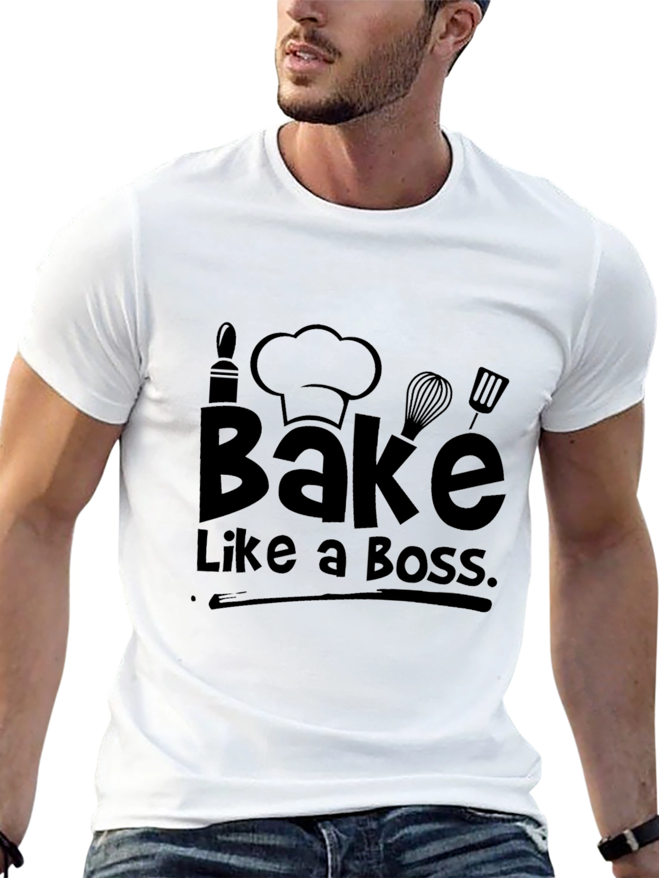 Black Bake Like a Boss T-Shirt - Funny Baking Tee view 13