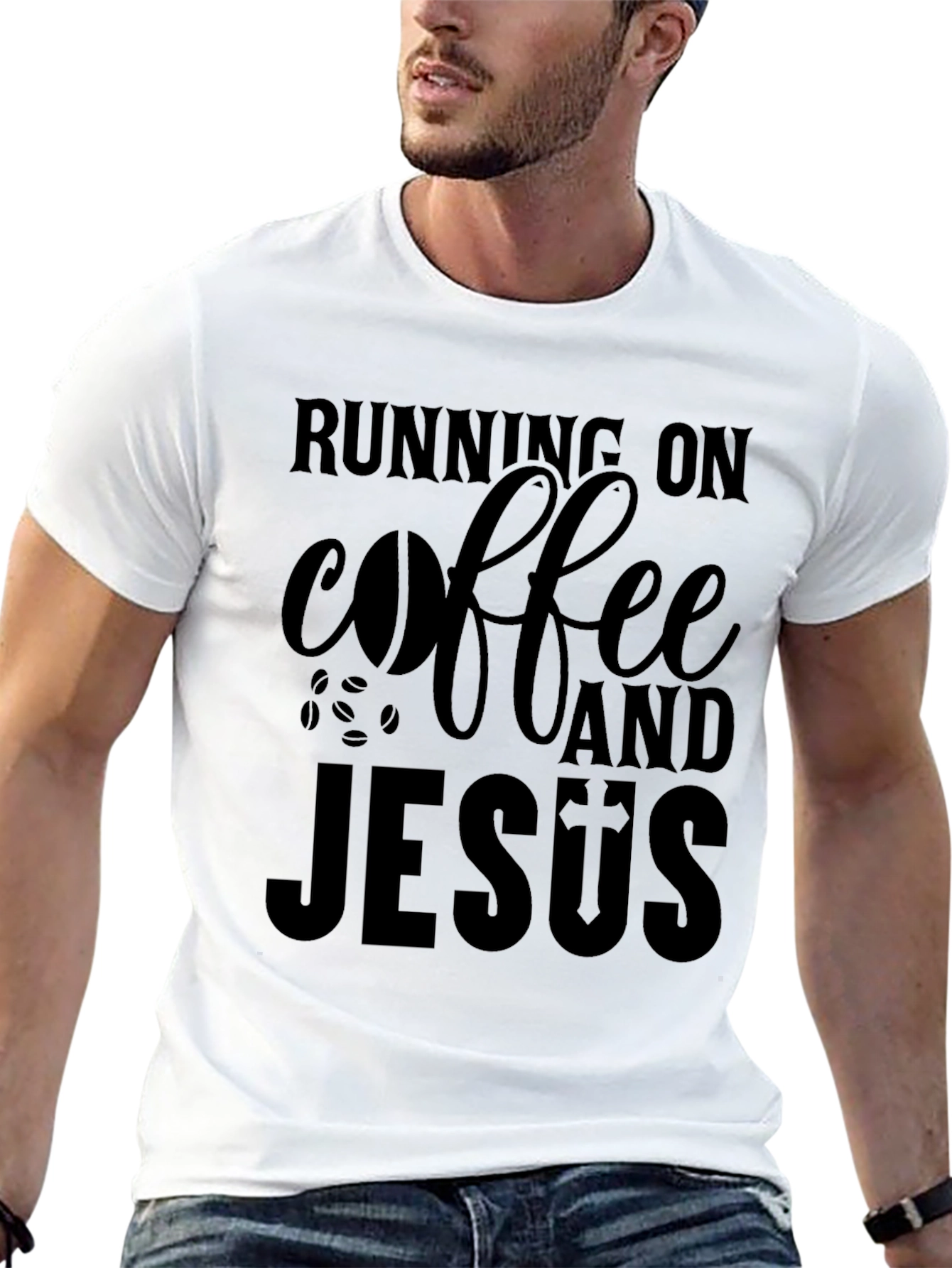 Black Running on Coffee and Jesus Graphic Tee view 13