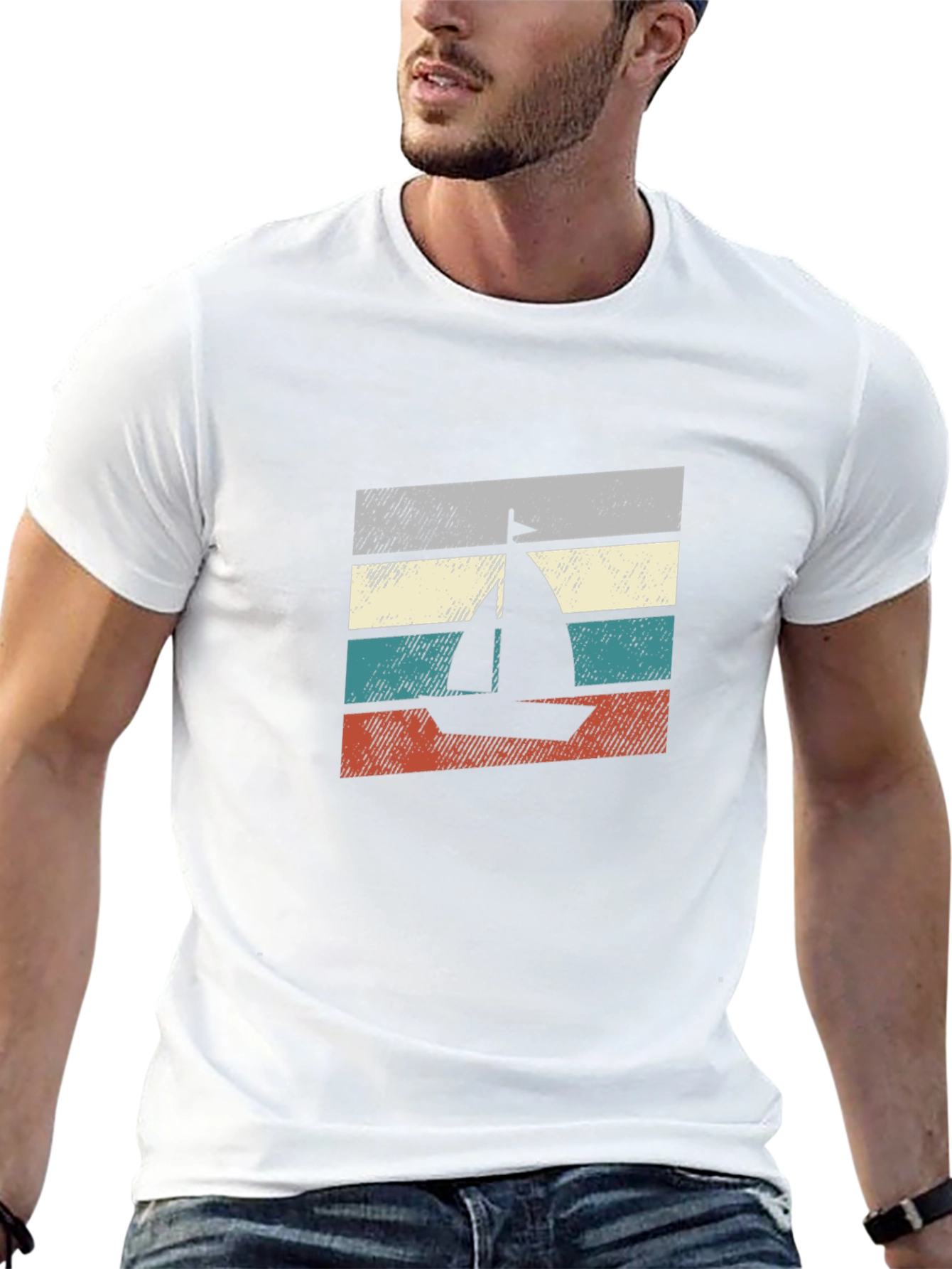 Black Retro Sailboat Graphic T-Shirt - Vintage Style Tee view 13