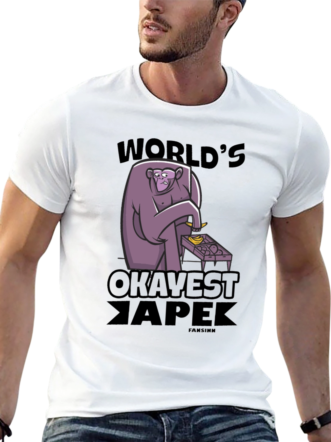 Black World's Okayest Ape Graphic Tee view 13