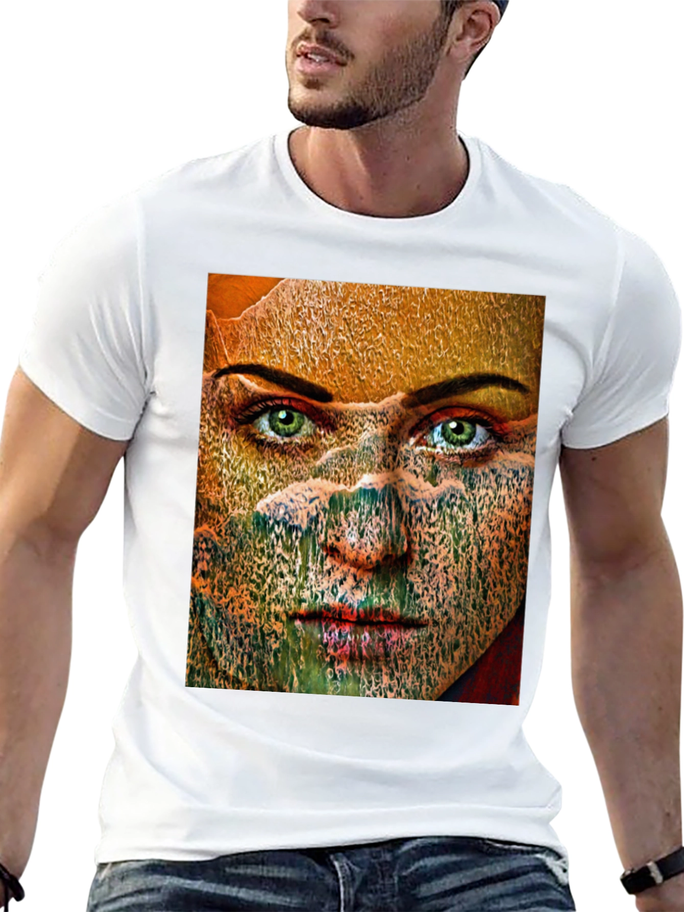 Black Abstract Woman Graphic Print Black T-Shirt view 13