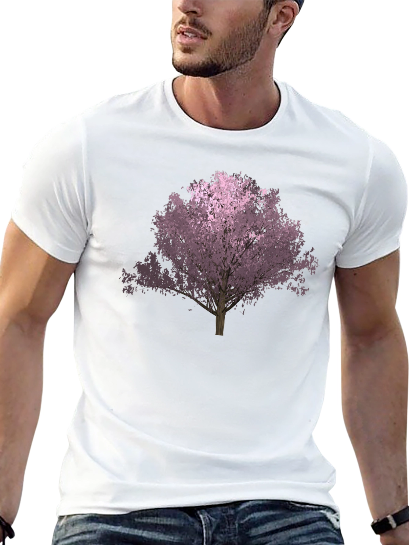 Black Black T-Shirt with Floral Tree Graphic view 13