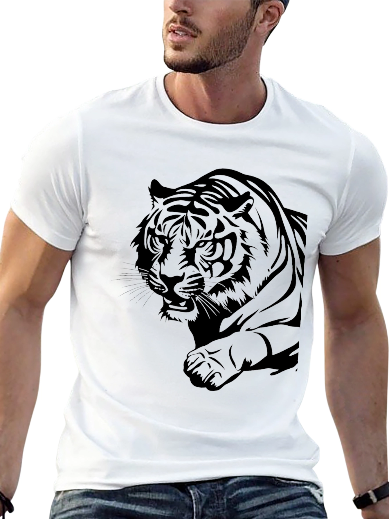 Black Tiger Graphic Black T-Shirt view 13