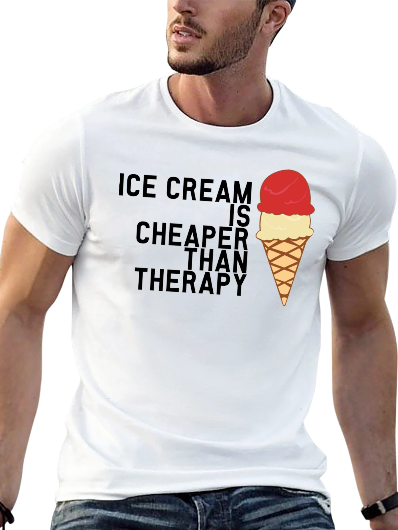 Black Ice Cream Cheaper Than Therapy Graphic Tee view 13