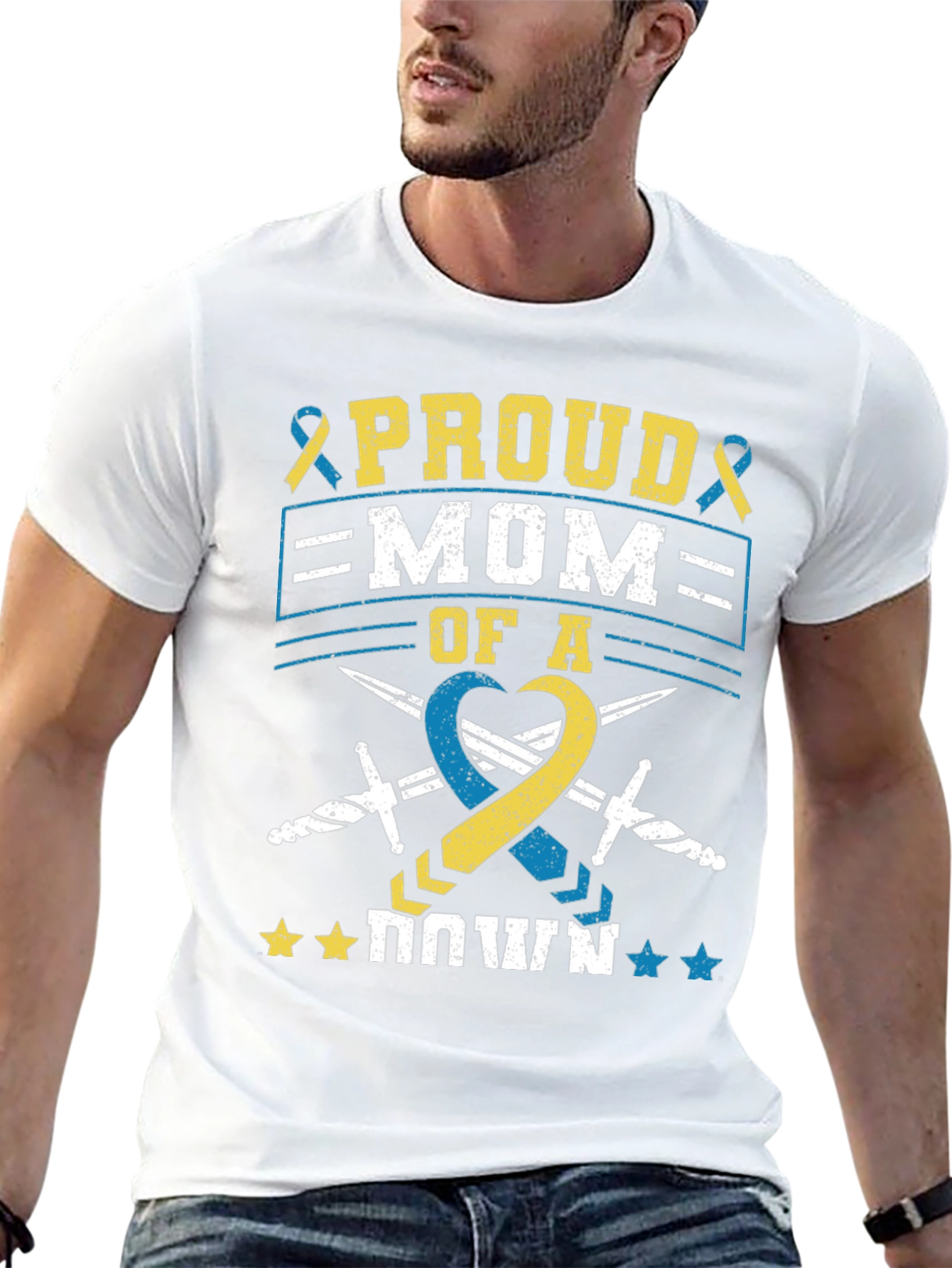 Black Proud Mom of a Down Syndrome Awareness T-Shirt view 13