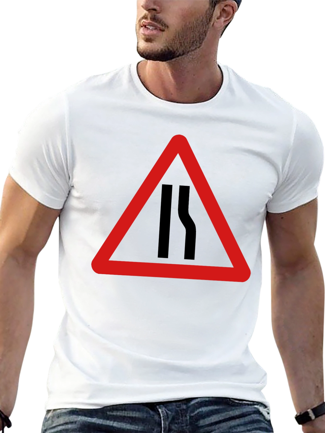 Black Road Narrows T-Shirt - Warning Sign Graphic Tee view 13