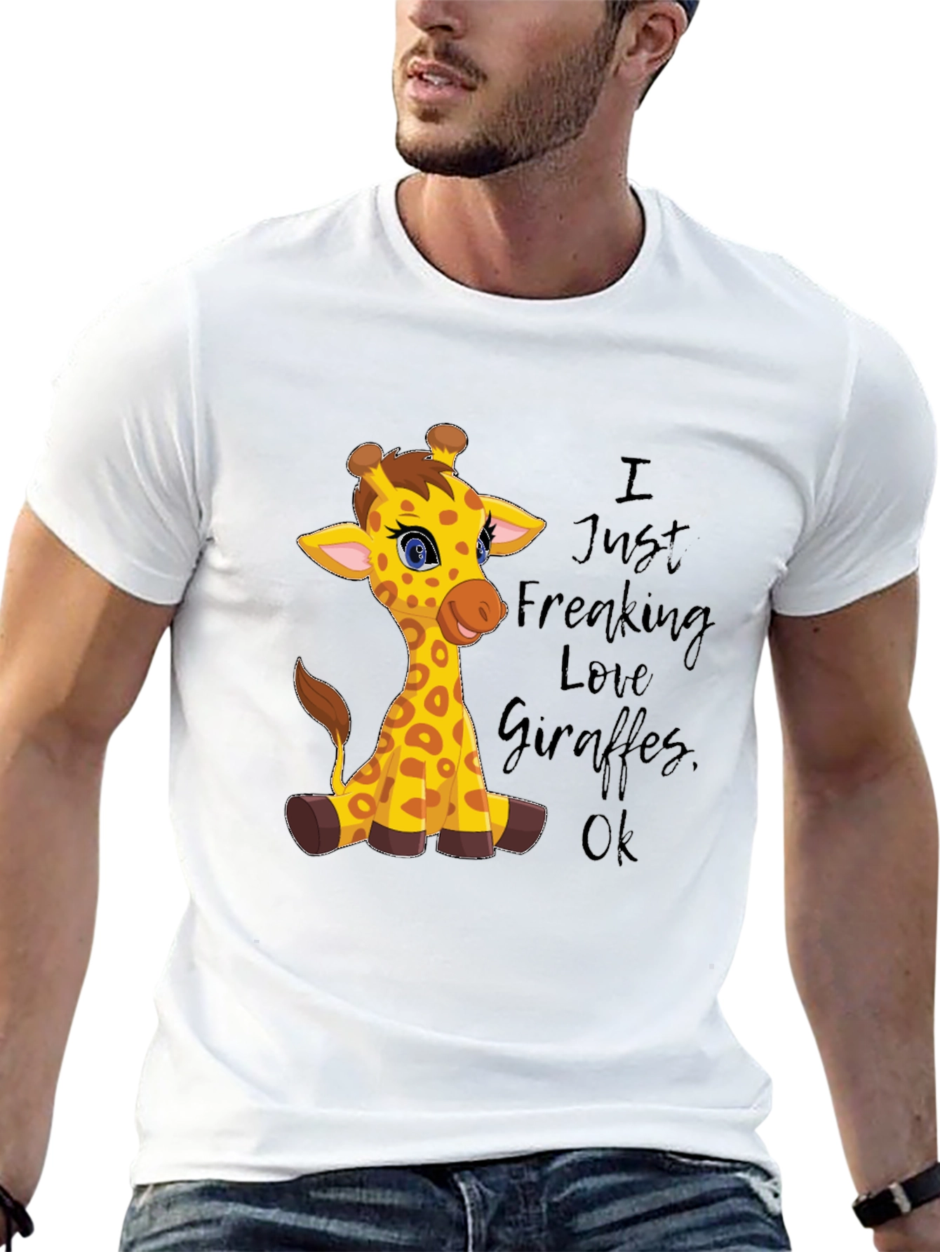 Black I Love Giraffes Graphic Tee - Unisex Black T-Shirt view 13