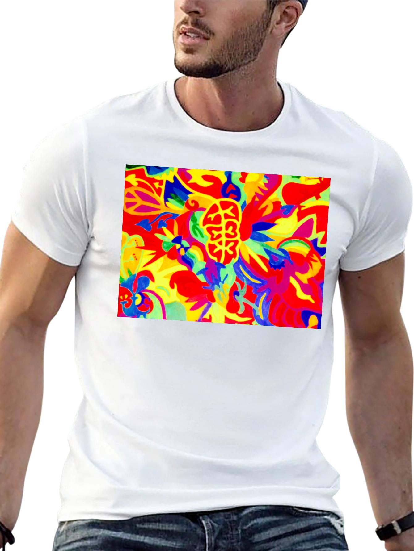 Black Psychedelic Brain Art Black T-Shirt view 13